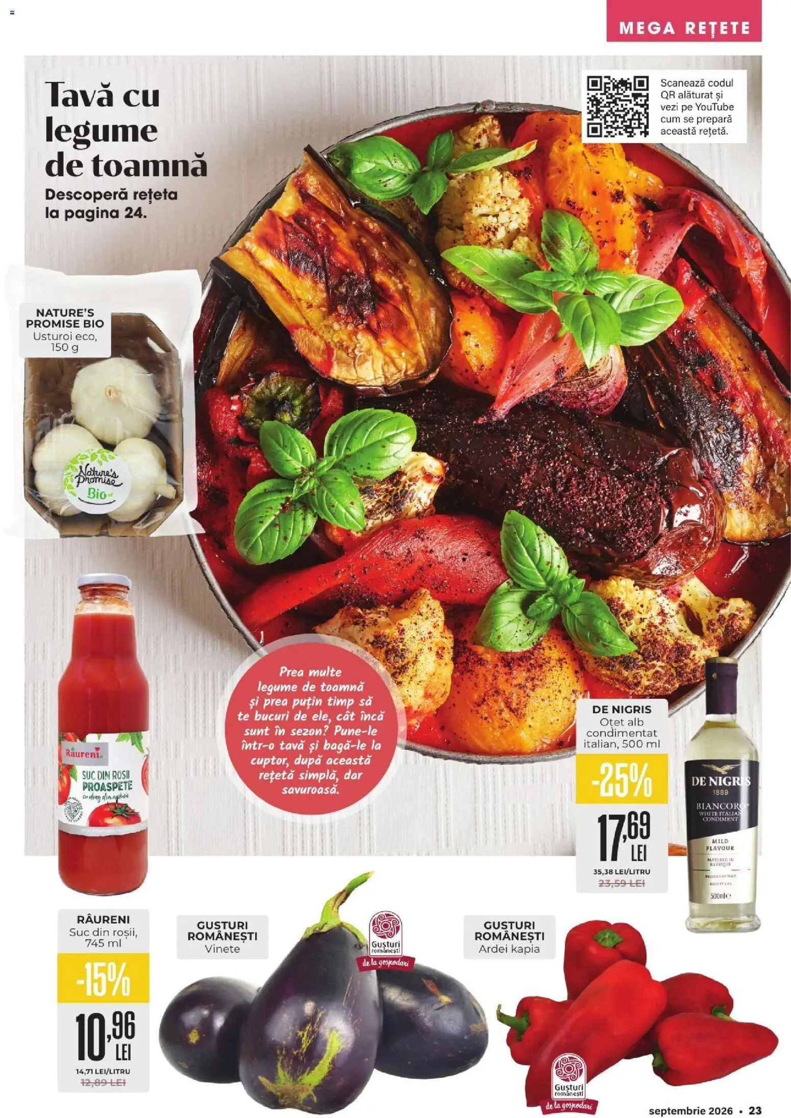 Noul catalog Mega Image – valabil de la 27.08.2026 | Pagină: 23 | Produse: Tava, Ardei, Roșii, Usturoi