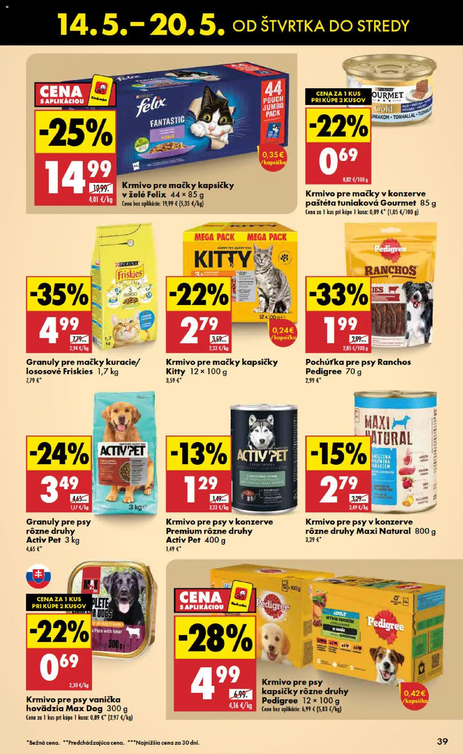 Nové Biedronka akcie – leták je platný od 14.05.2026 | Strana: 39 | Produkty: Felix, Friskies