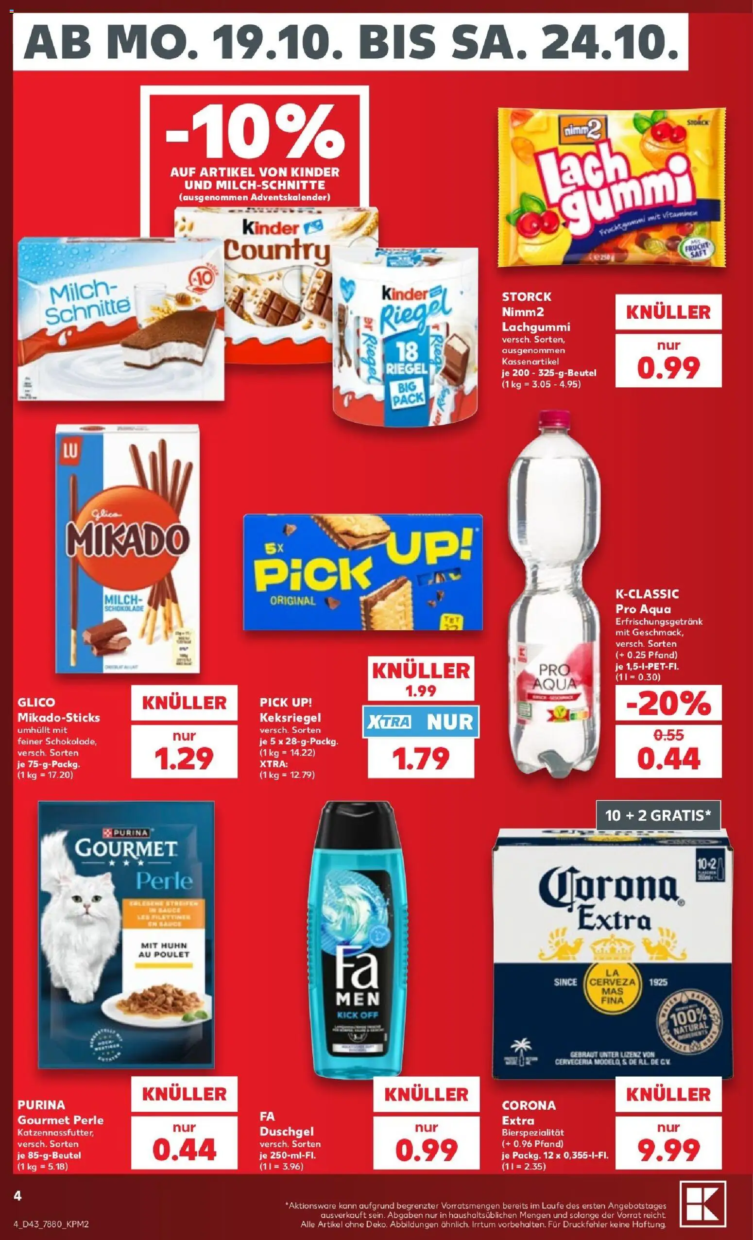 Kaufland Prospekt Kiel – gültig ab 19.10.2026 | Seite: 4 | Produkte: Milch, Schokolade, Duschgel, Saft