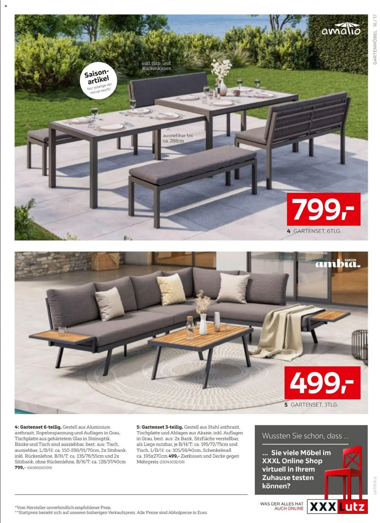 XXXLutz Prospekt aktuell gültig ab 16.06.2026 | Seite: 17 | Produkte: Decke, Tisch, Gartenmöbel