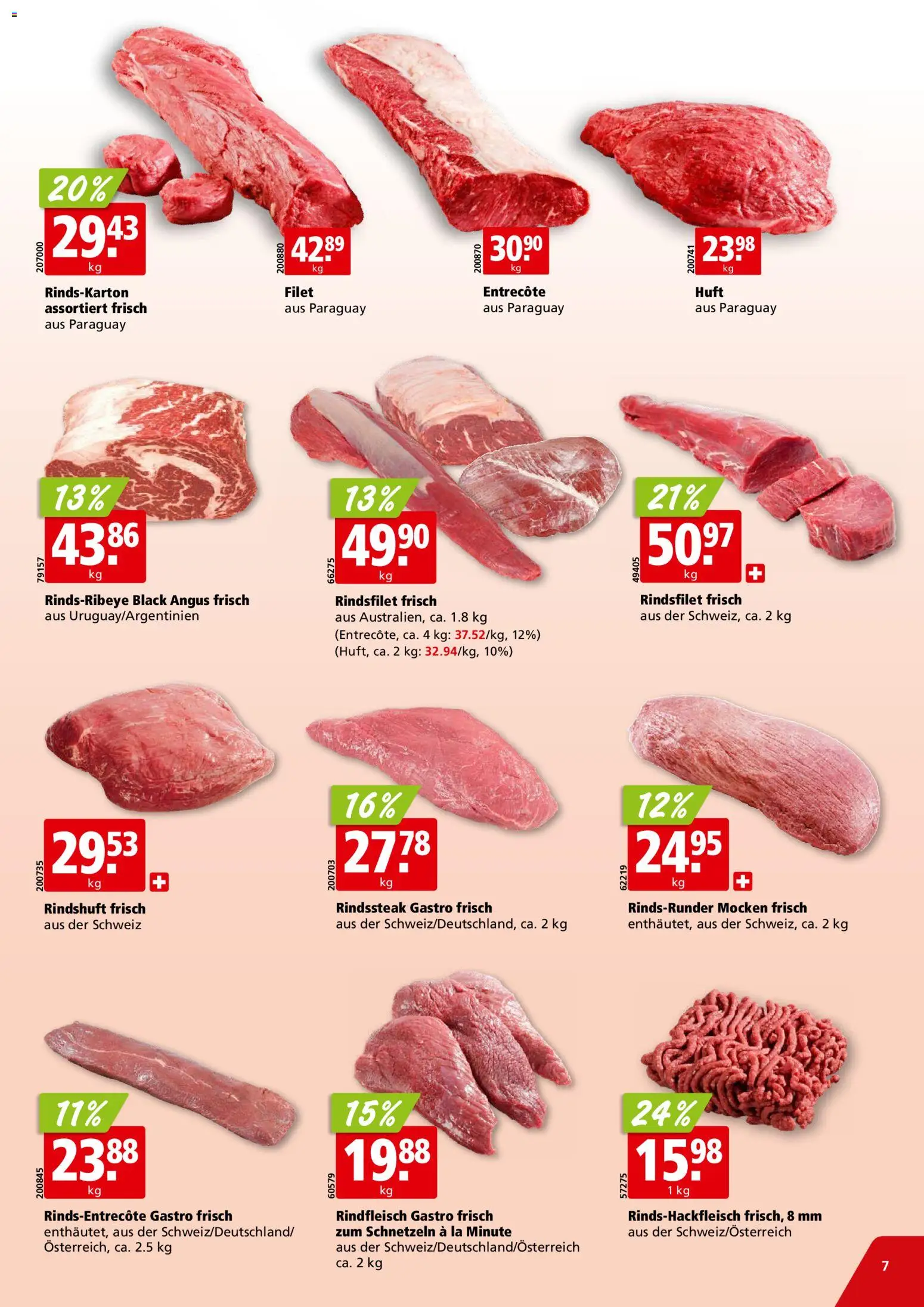 Aligro aktionen Chavannes, Matran, Genf, Sitten – gültig ab 28.09.2026 | Seite: 7 | Produkte: Rindfleisch