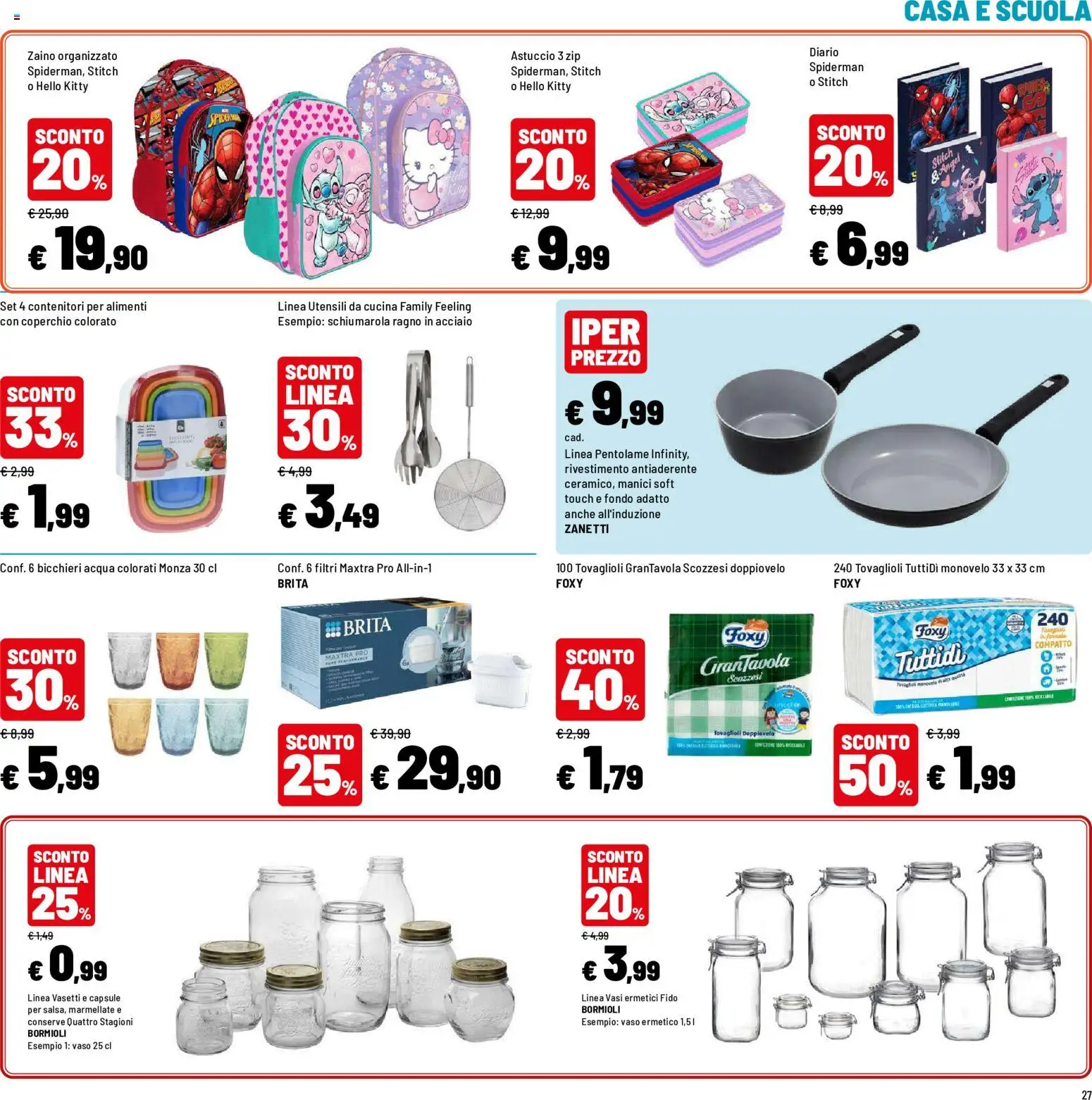Volantino Iper del 20/07/2026 | Pagina: 27 | Prodotti: Acqua, Zaino, Astuccio, Vaso