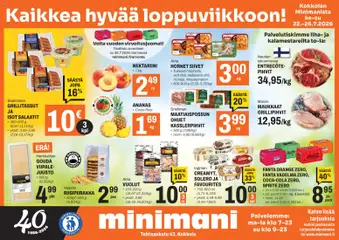 Minimani-mainoslehti voimassa 22/07/2026 alkaen | Sivu: 1 | Tuotteet: Vadelma, Coca cola, Fanta, Ananas