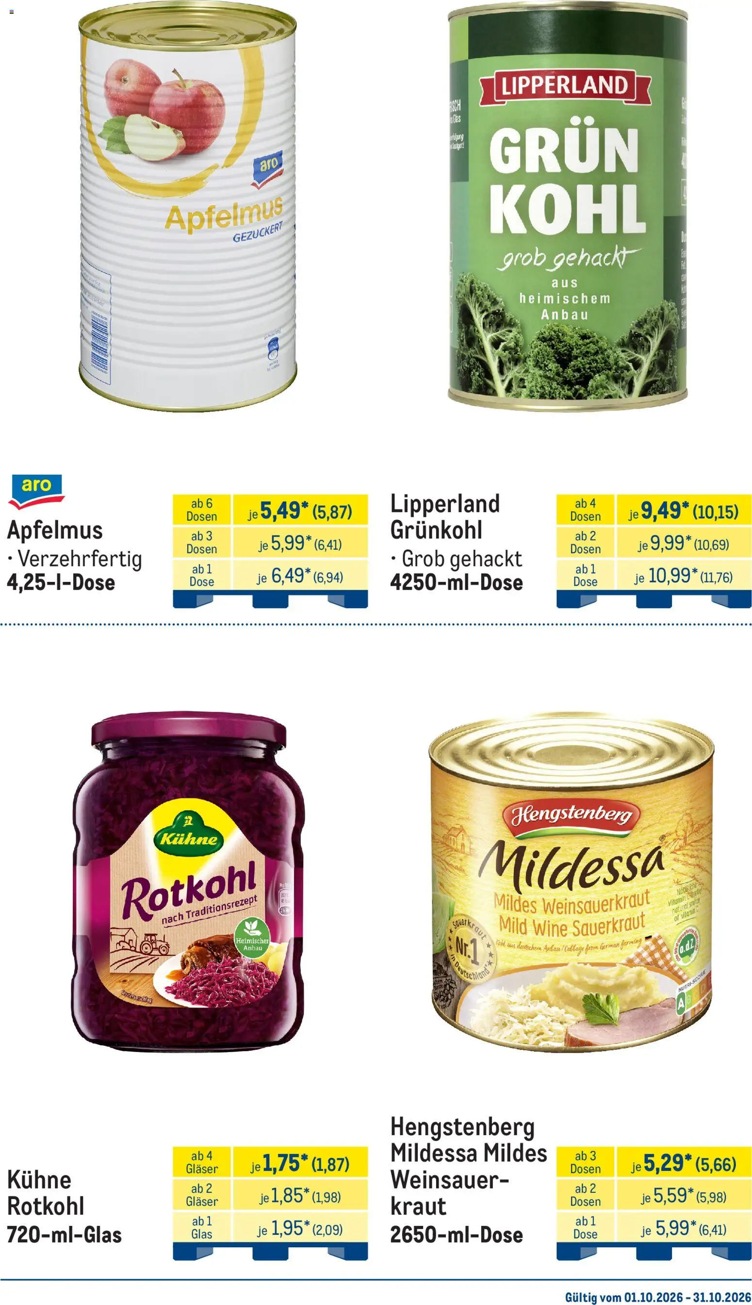 Metro Monats-Menü – gültig ab 01.10.2026 | Seite: 16 | Produkte: Rotkohl, Kraut, Apfelmus
