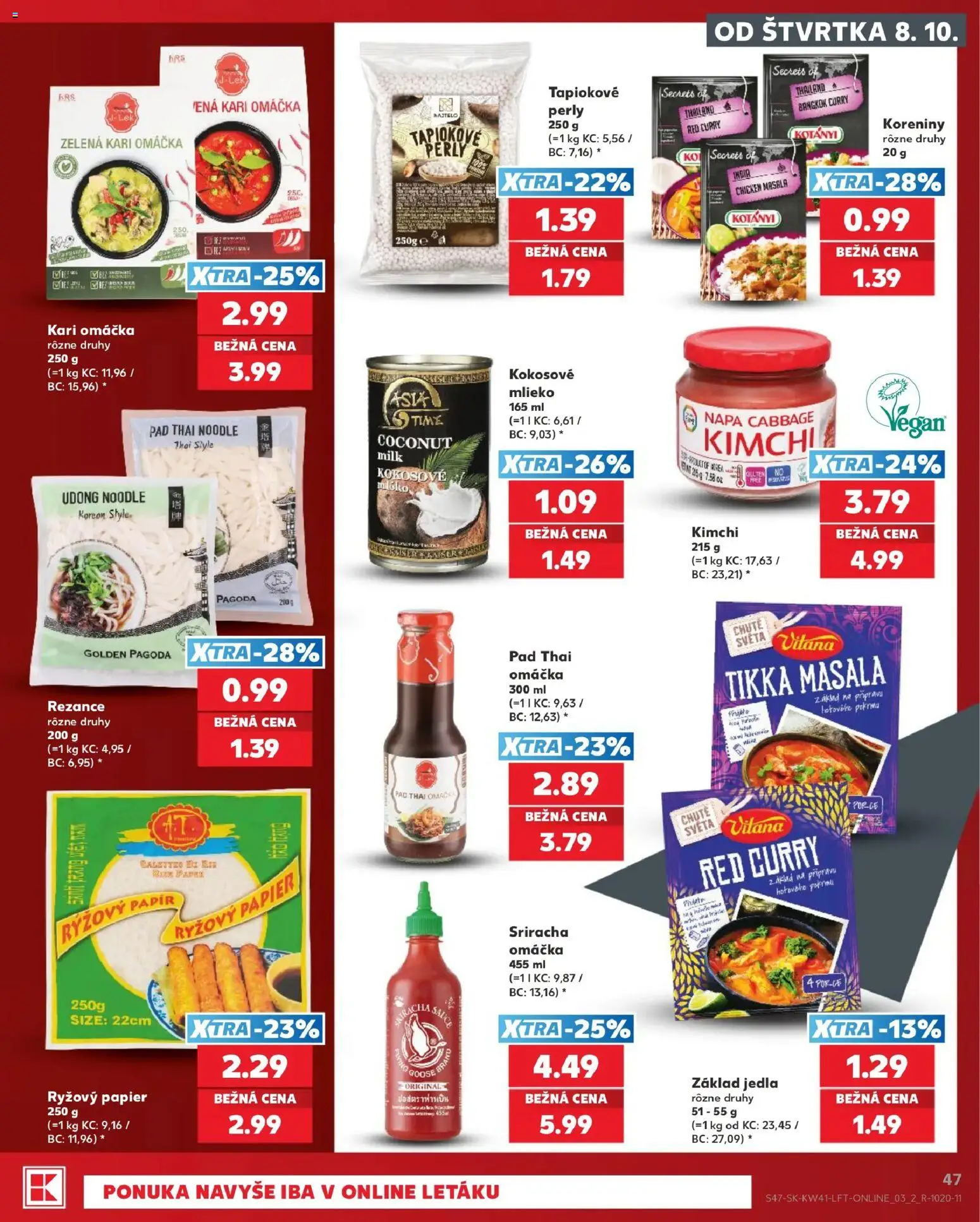 Kaufland SK akciós ujság - amely érvényes a következő dátumtól: 2026.10.08. | Oldal: 47 | Termékek: Pad, Lé, Kimchi, Vegán