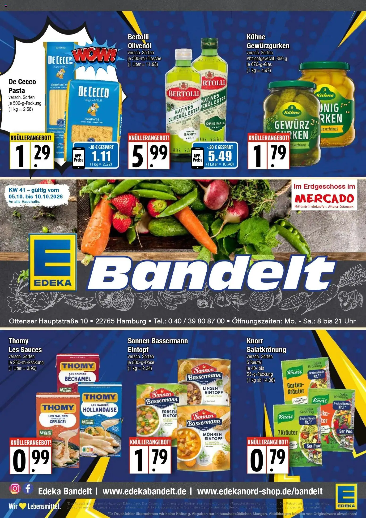 Edeka Prospekt Hamburg (ab 05.10.2026) » Angebote Online | Seite: 1 | Produkte: Knorr, Mohren, Erbsen, Uhr