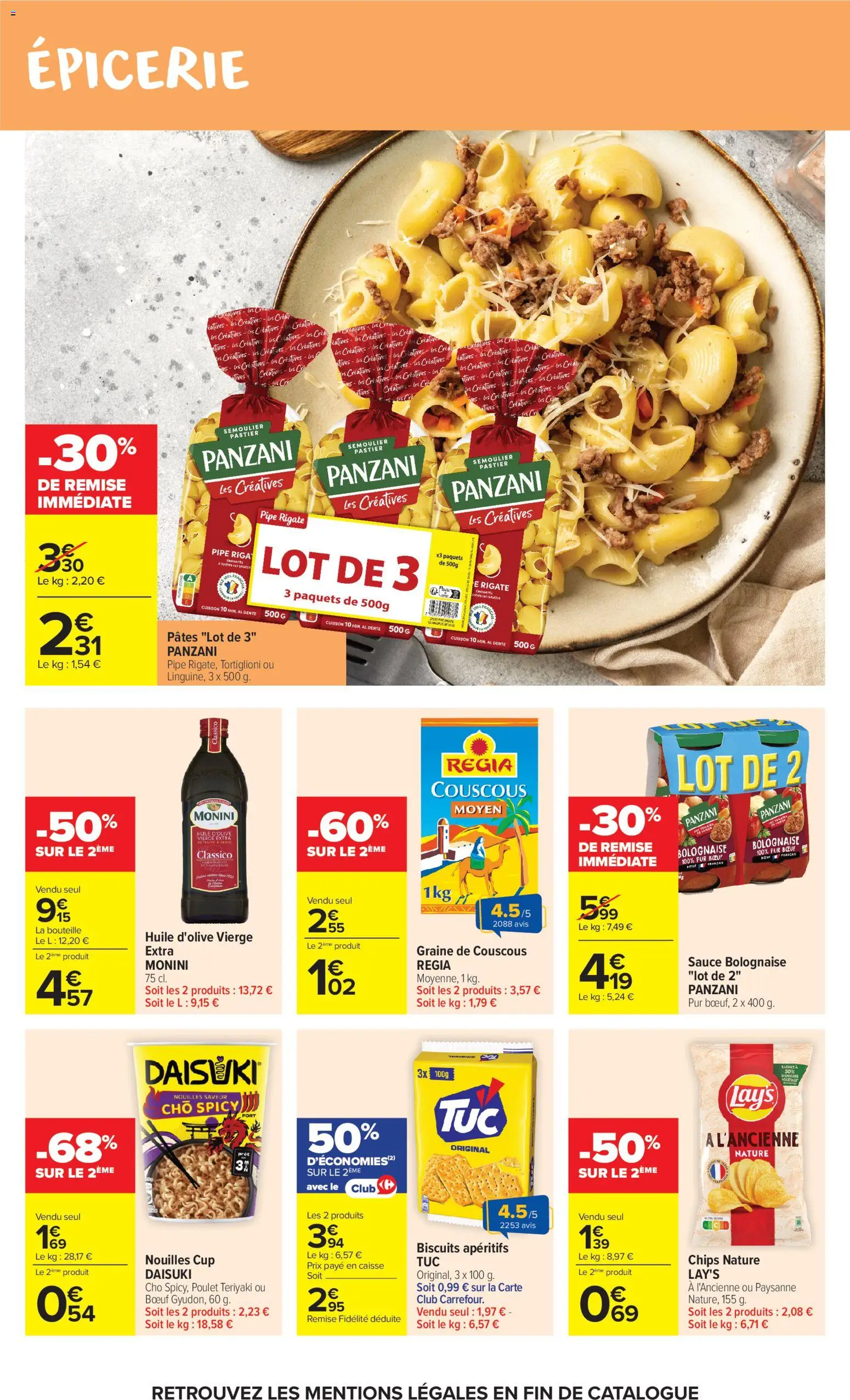 {H1} | Page: 25 | Produits: Huile D'olive, Sauce bolognaise, Nouilles, Chips
