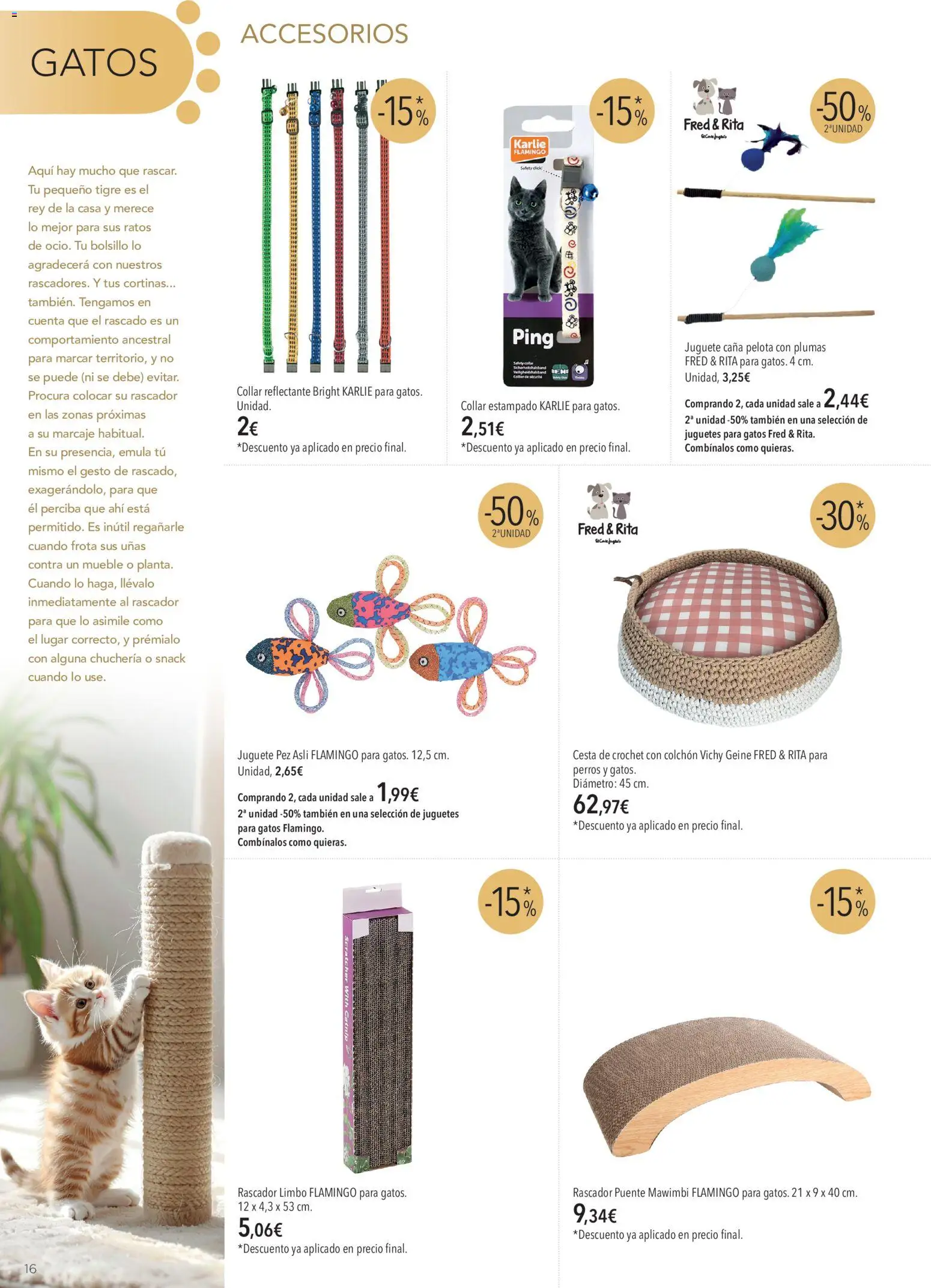 El Corte Inglés Mascota │ válido desde el 01/09/2026 | Página: 16 | Productos: Colchon, Juguetes, Cesta, Rascador