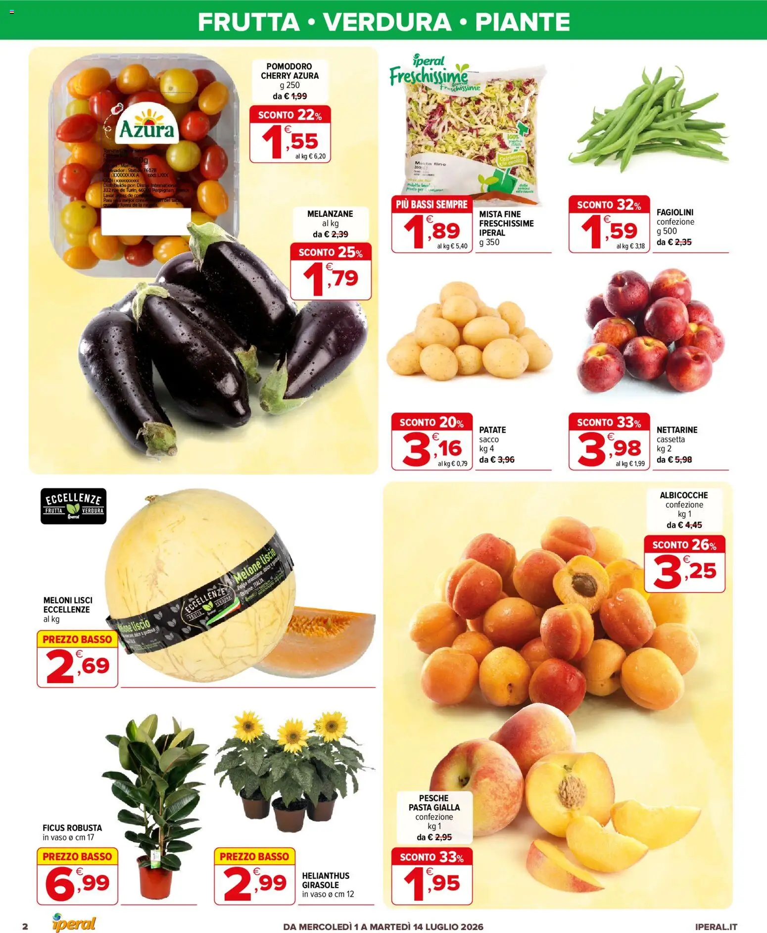 Volantino Iperal del 01/07/2026 | Pagina: 2 | Prodotti: Patate, Frutta, Melanzane, Vaso