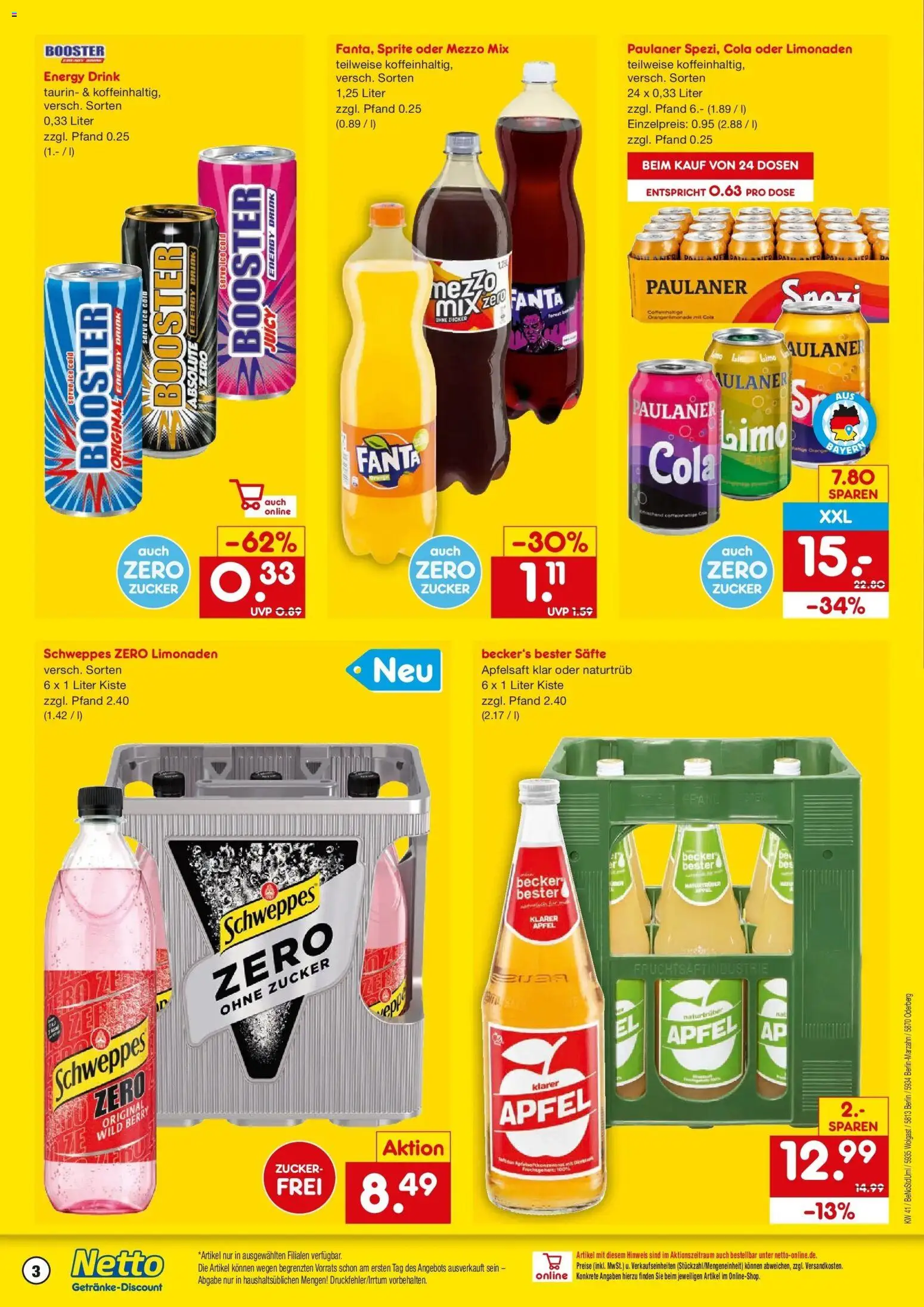 Netto Marken-Discount Prospekt Berlin – gültig ab 05.10.2026 | Seite: 3 | Produkte: Mezzo mix, Cola, Energy, Schweppes