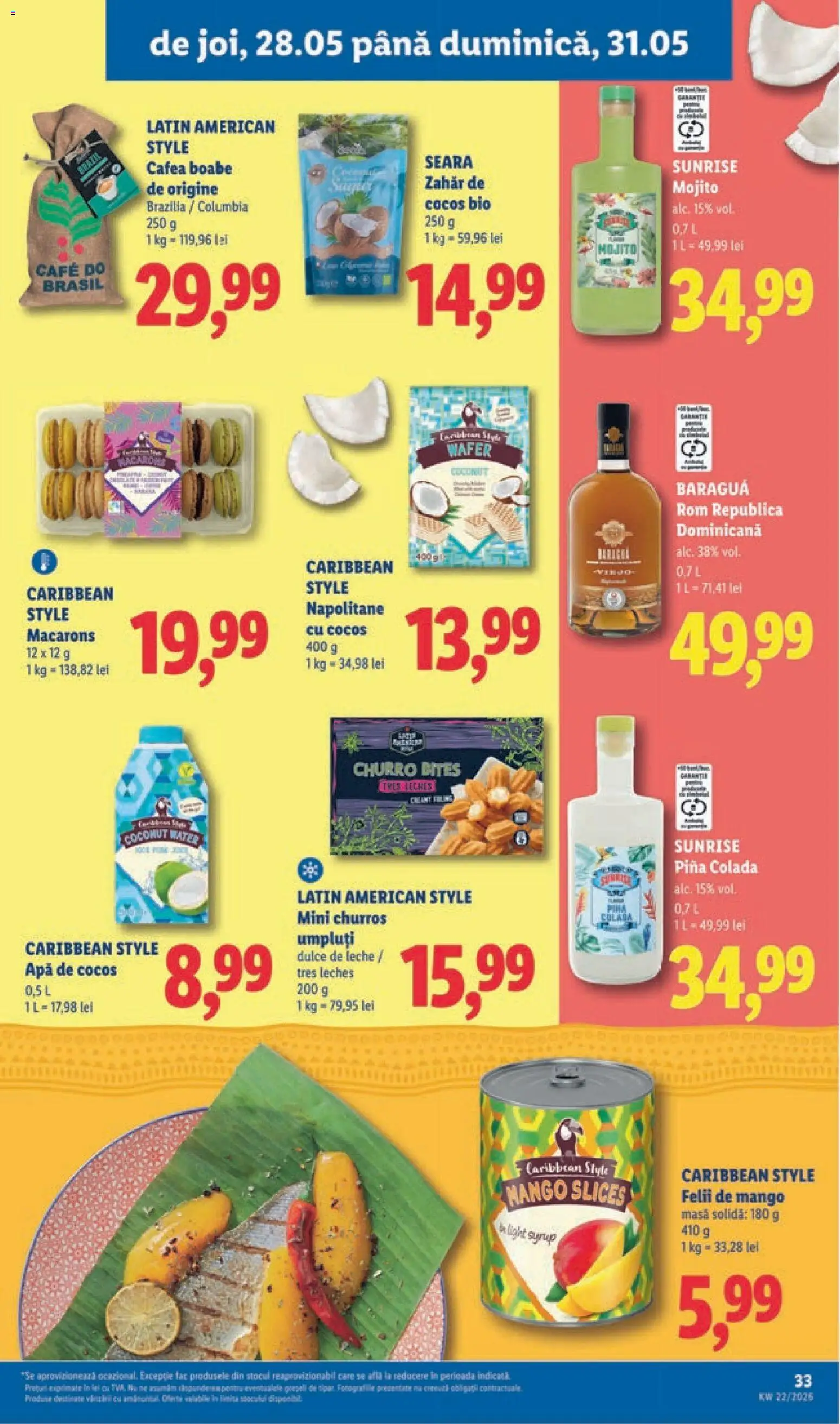 Noul catalog Lidl – valabil de la 25.05.2026 | Pagină: 33 | Produse: Cafea, Macarons, Cocktail, Zahăr