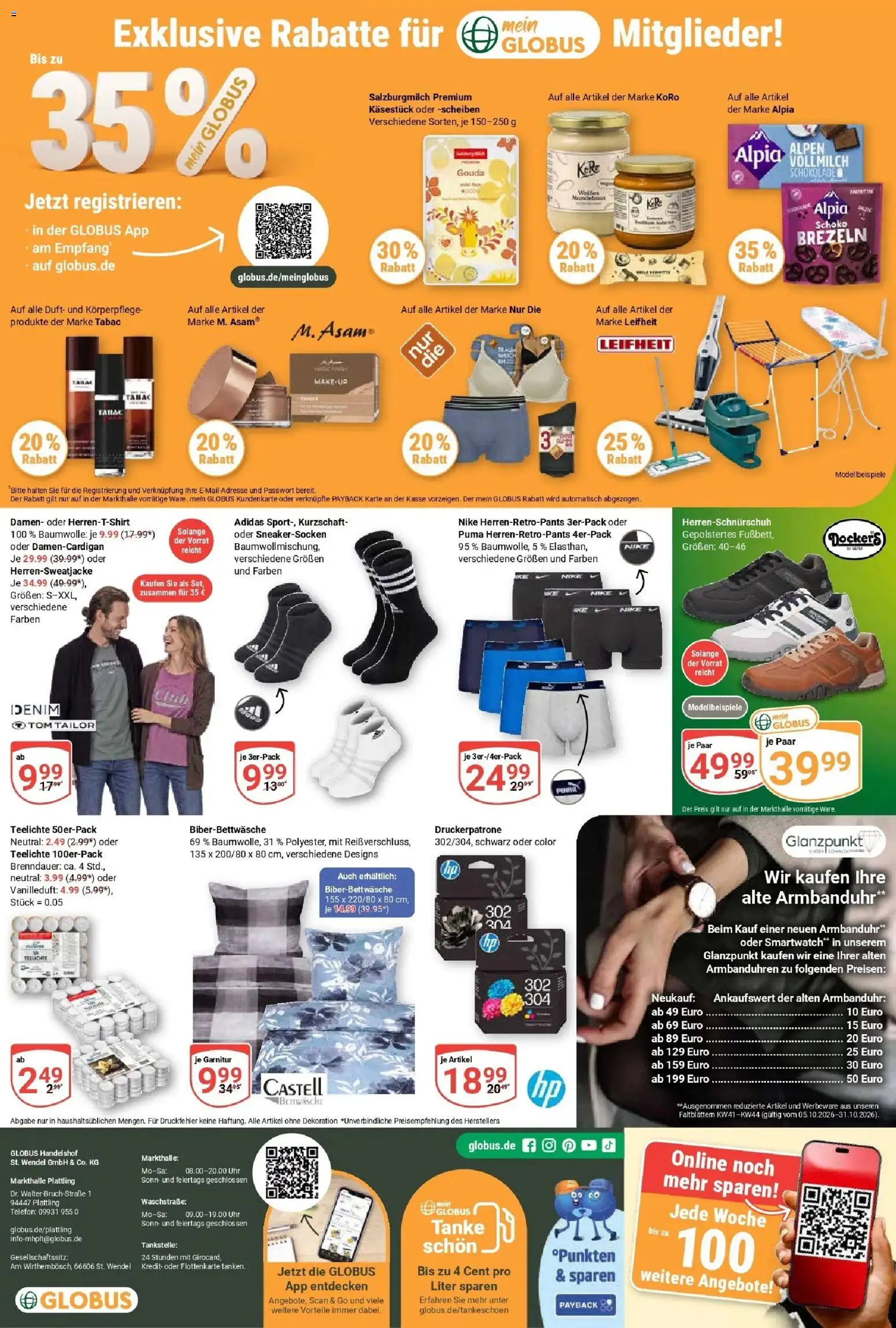 Globus Prospekt Plattling (ab 05.10.2026) » Angebote online | Seite: 28 | Produkte: Smartwatch, Gouda, Duft, Telefon