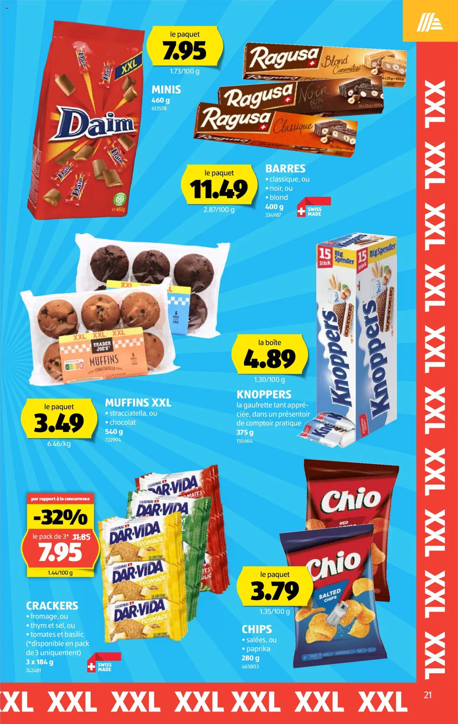 Aldi aktionen FR – gültig ab 20.08.2026 | Seite: 21 | Produkte: Muffins, Paprika, Chips