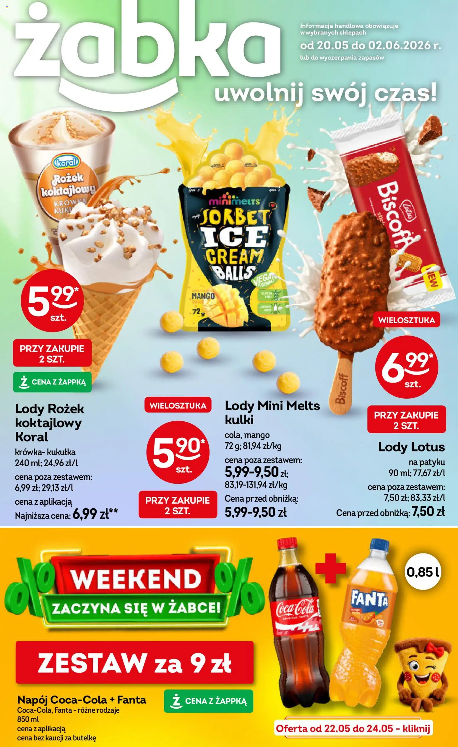 Żabka gazetka od 20.05.2026 | Strona: 1 | Produkty: Mango, Krowka, Lody mini, Lody