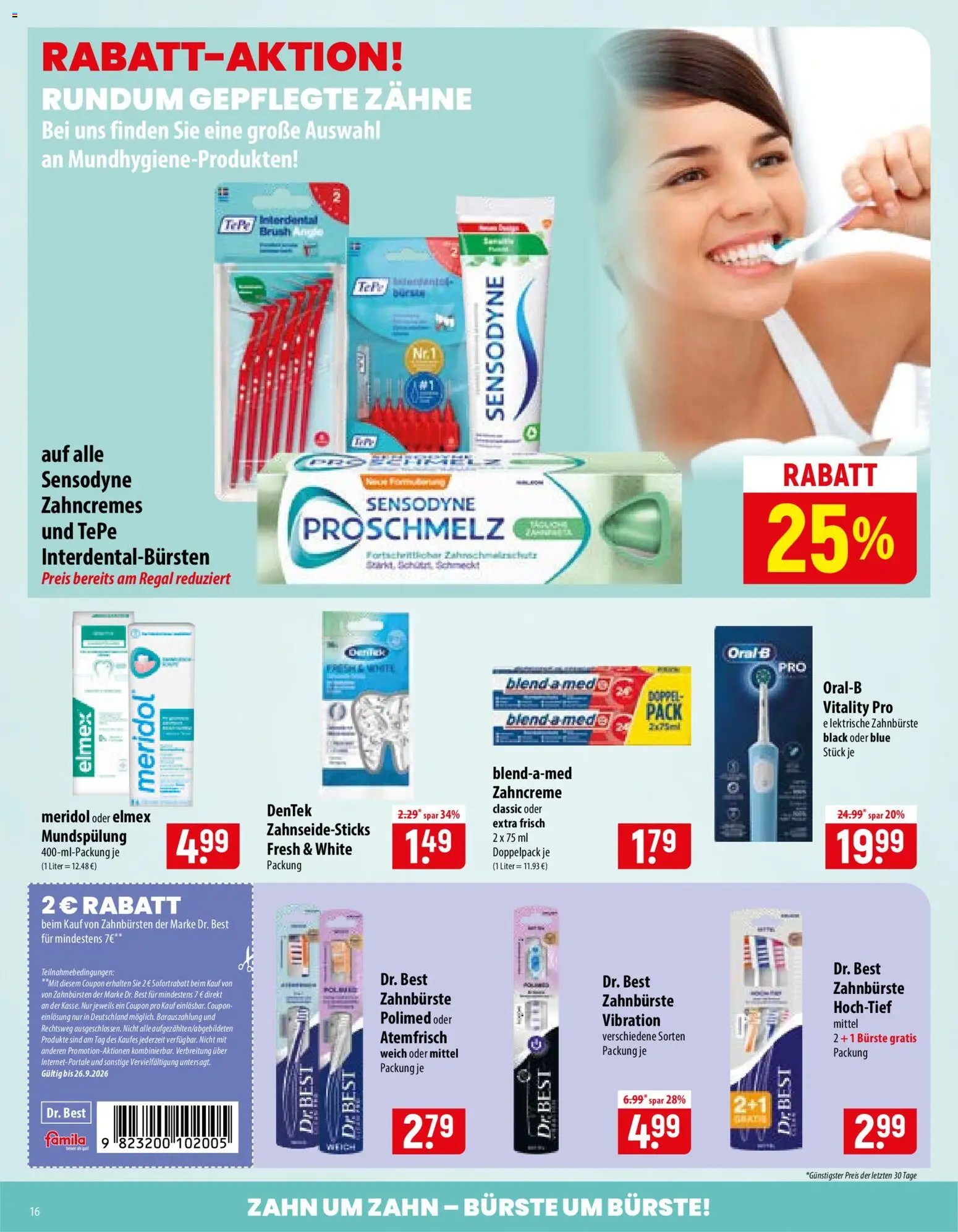 Famila Prospekt – gültig ab 21.09.2026 | Seite: 16 | Produkte: Regal, Bürste, Zahnbürste