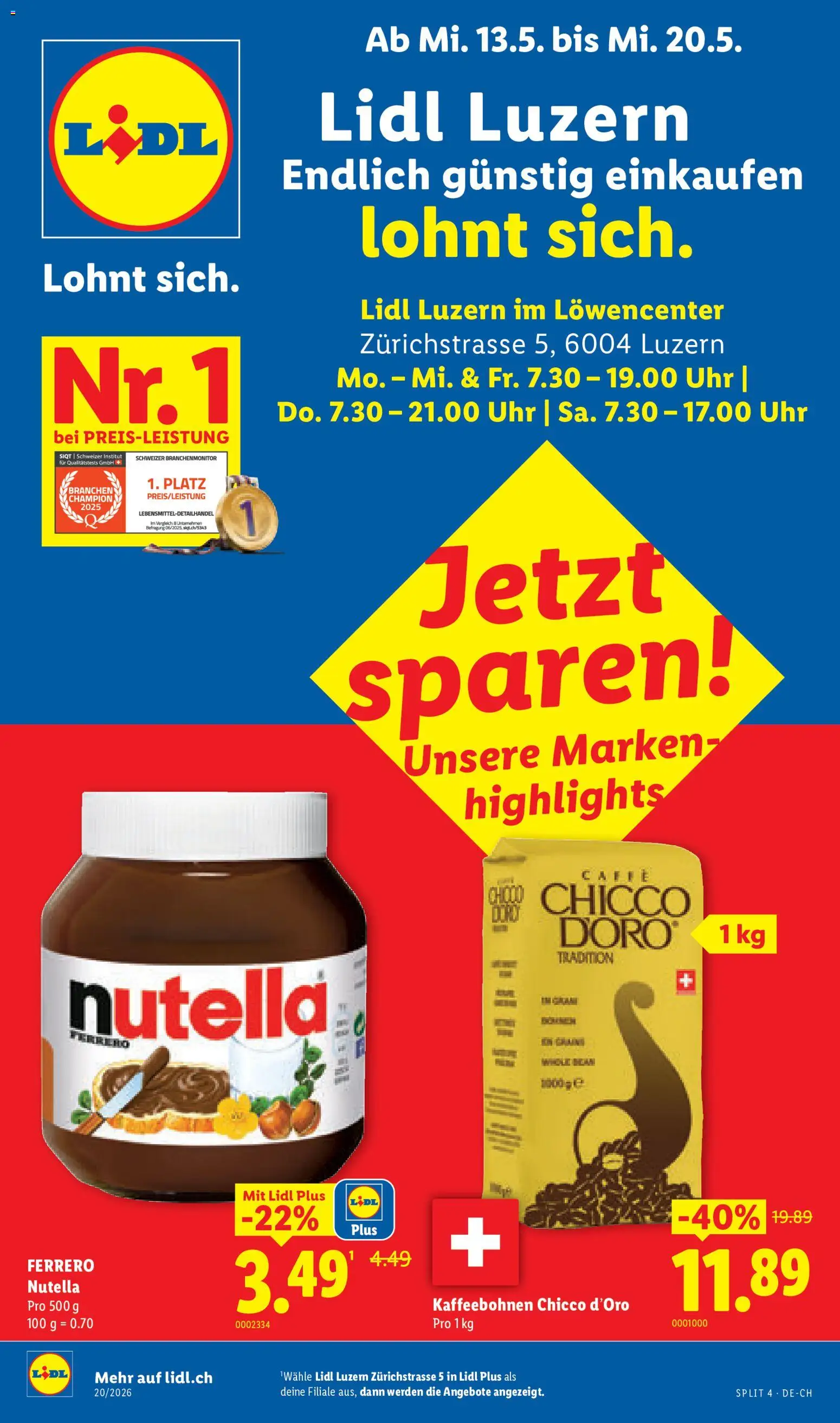 Lidl Aktionen Neueröffnung Luzern – gültig ab 13.05.2026 | Seite: 1