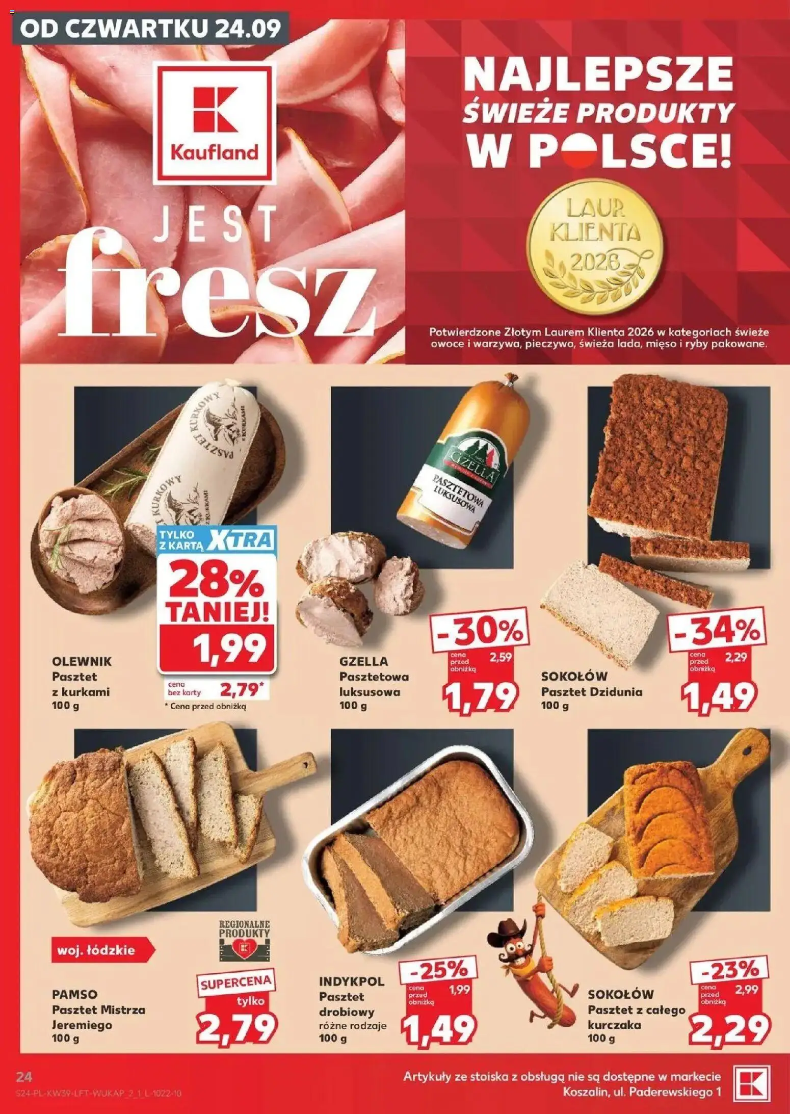 Kaufland gazetka od 24.09.2026 | Strona: 24 | Produkty: Mięso, Pasztet, Ryby, Owoce