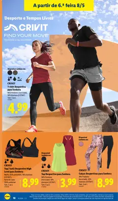 Pré-visualização CRIVIT Calças Desportivas para Senhora, 78% Poliéster (reciclado), 22% elastano (LYCRA®). Tam. S ao L válido de 04.05.2026 | Página: 16 | Produtos: Top, Calças, Sutiã