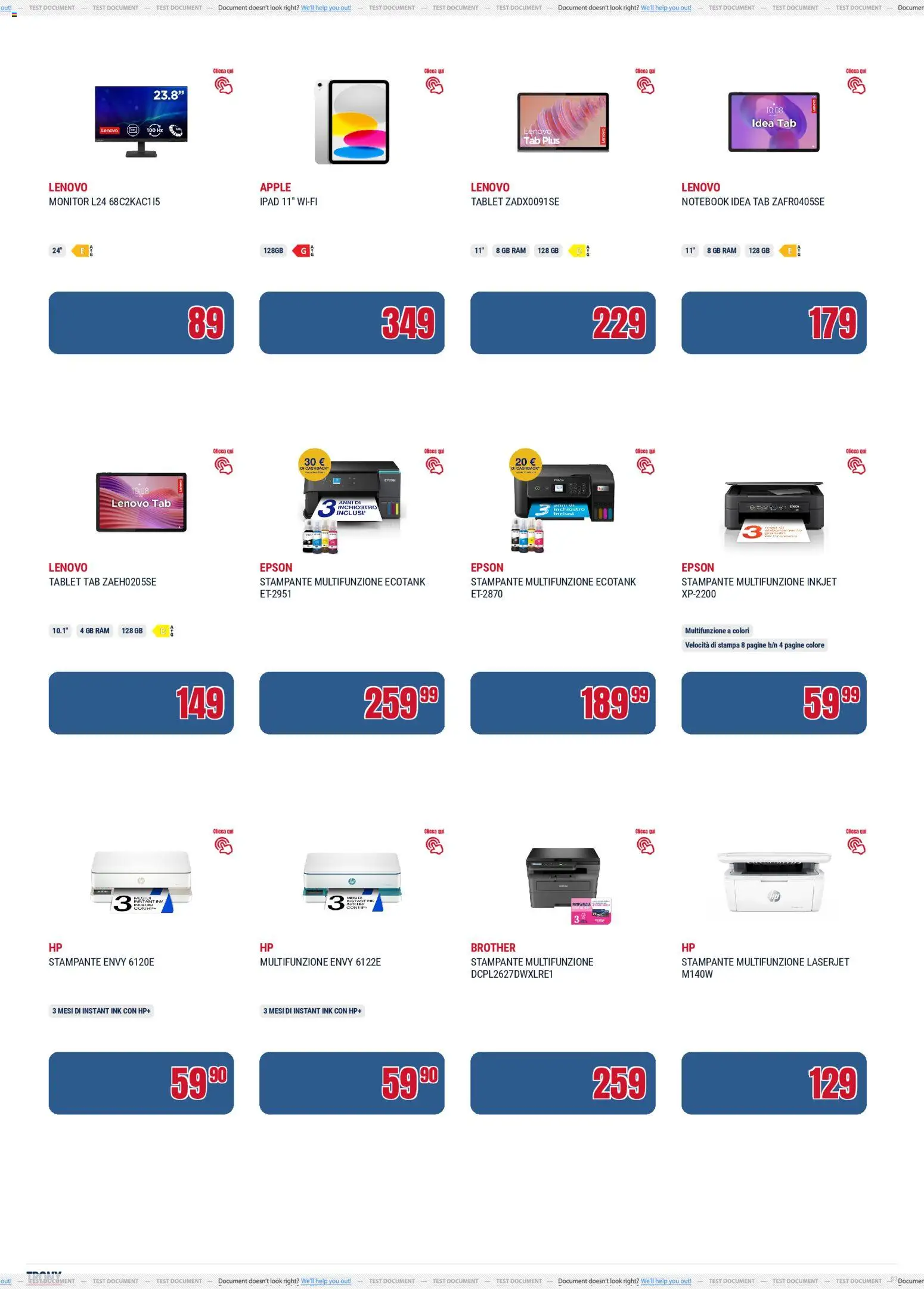 Volantino Trony del 21.05.2026 | Pagina: 3 | Prodotti: Notebook, Tablet, Stampante, Ipad