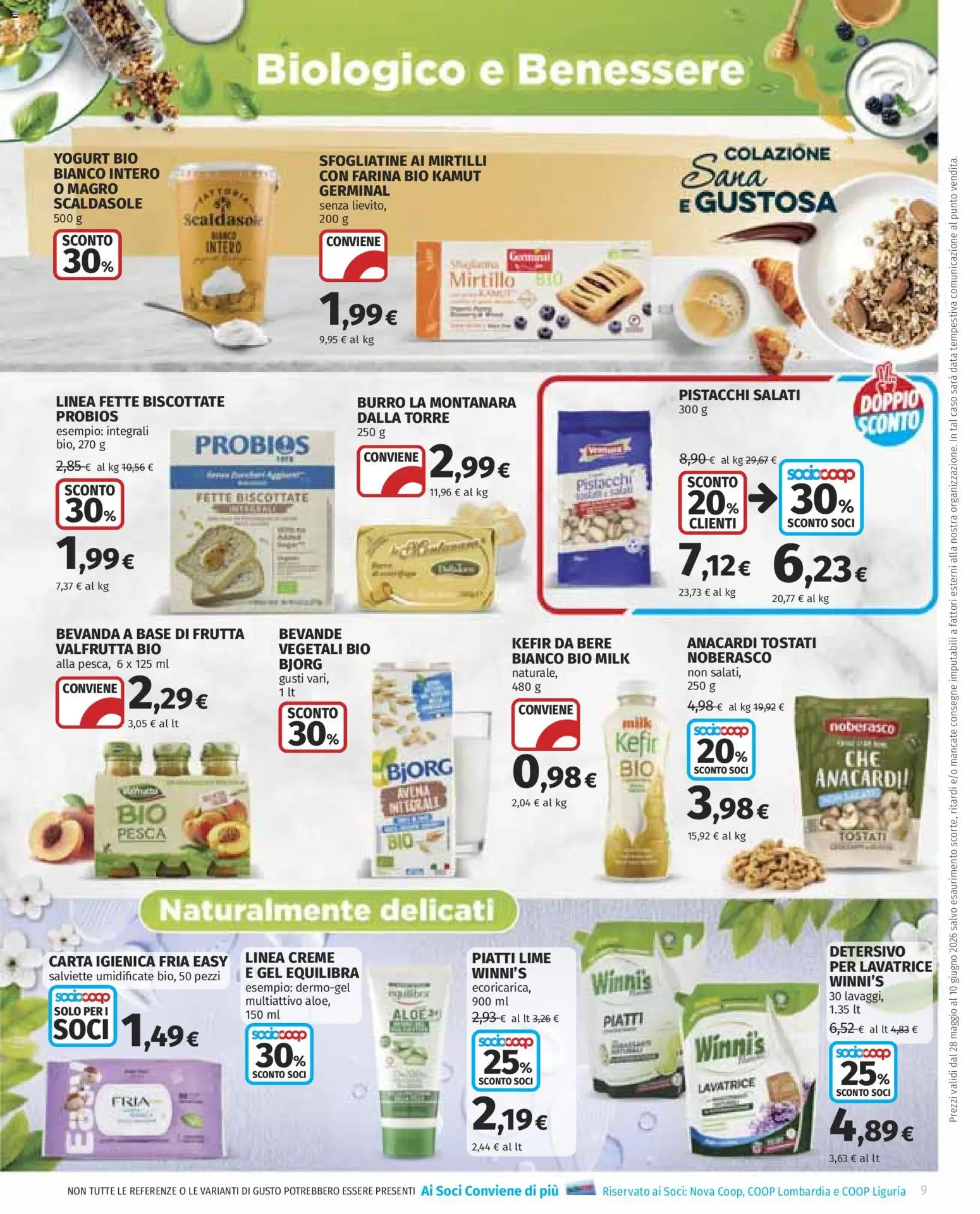 Volantino COOP del 28.05.2026 | Pagina: 9 | Prodotti: Burro, Farina, Lavatrice, Pistacchi