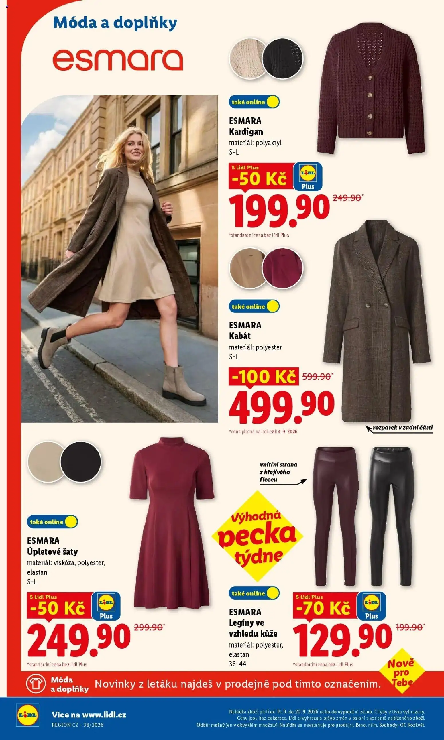 Lidl leták od 14.09.2026 - Nový akční leták | Strana: 4 | Produkty: Šaty, Kabát, Legíny