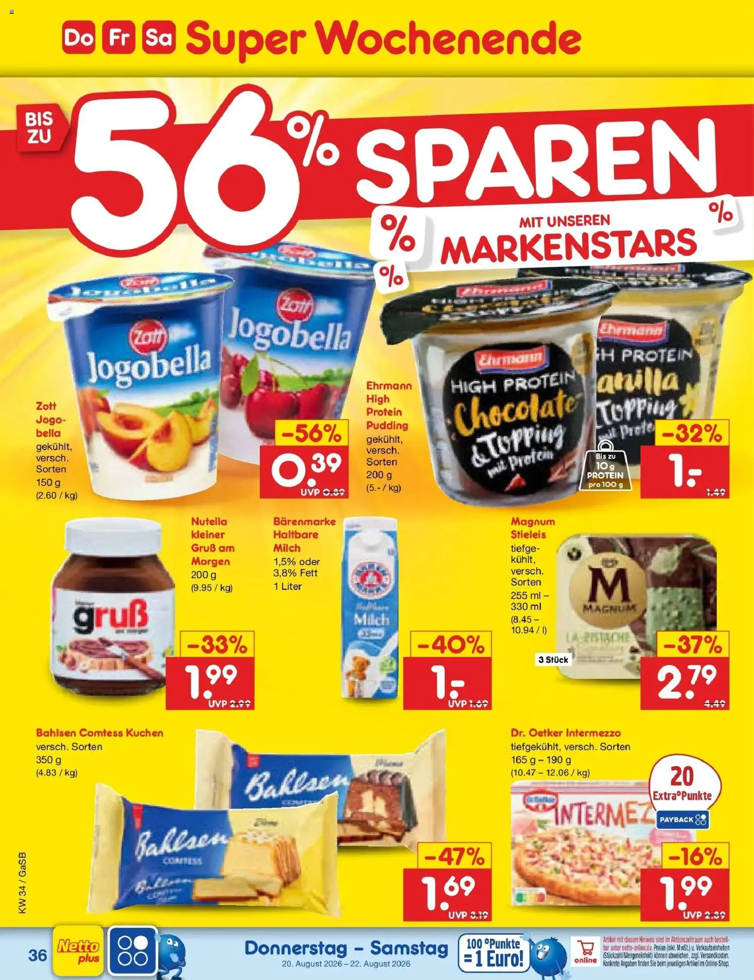 Netto Marken-Discount Prospekt Bremen-Lesum – gültig ab 17.08.2026 | Seite: 56 | Produkte: Milch, Pudding, Nutella, Kuchen