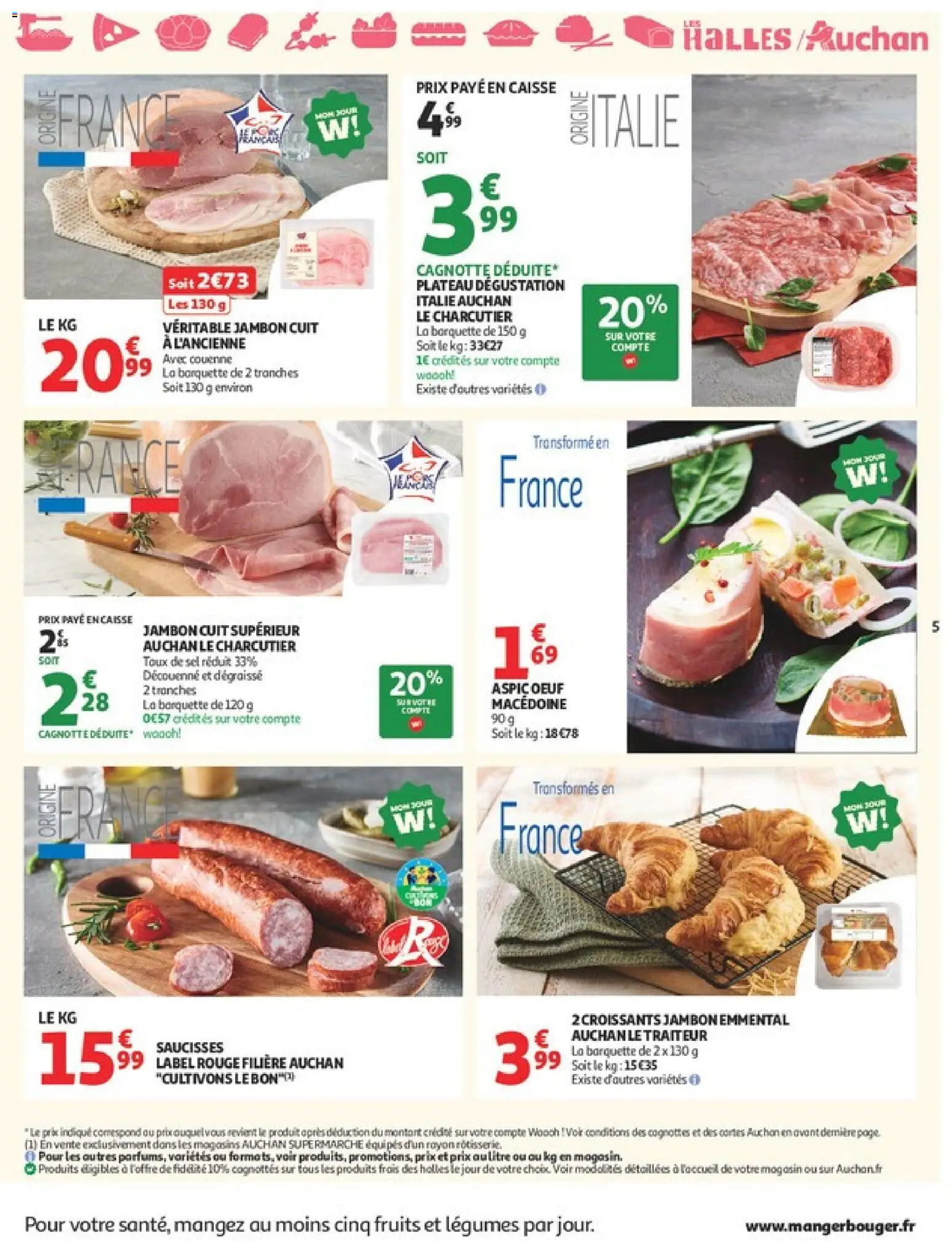 {H1} | Page: 5 | Produits: Plateau, Emmental, Sel, Jambon