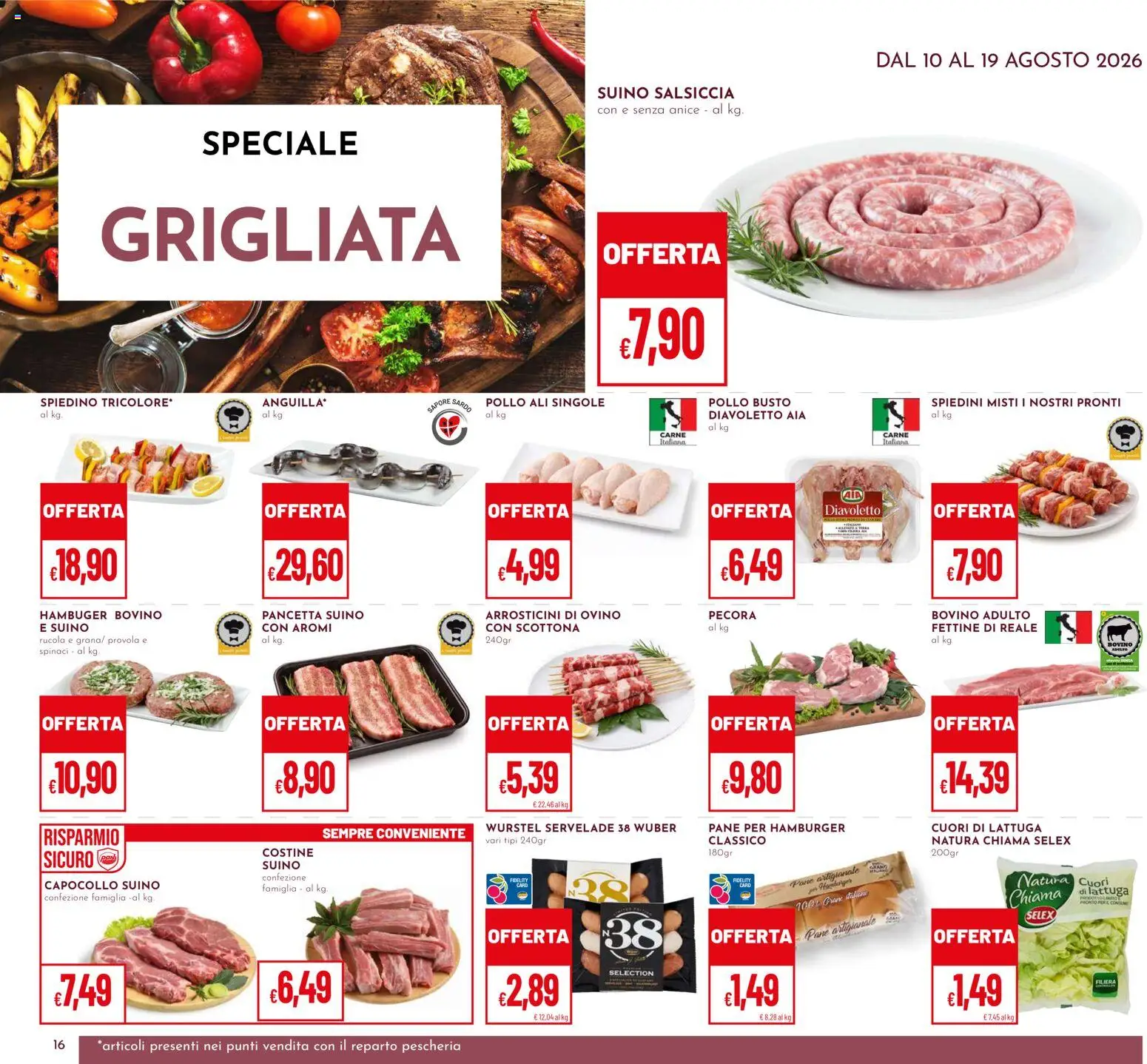 Volantino Pan del 10/08/2026 | Pagina: 16 | Prodotti: Bovino, Suino, Salsiccia, Arrosticini