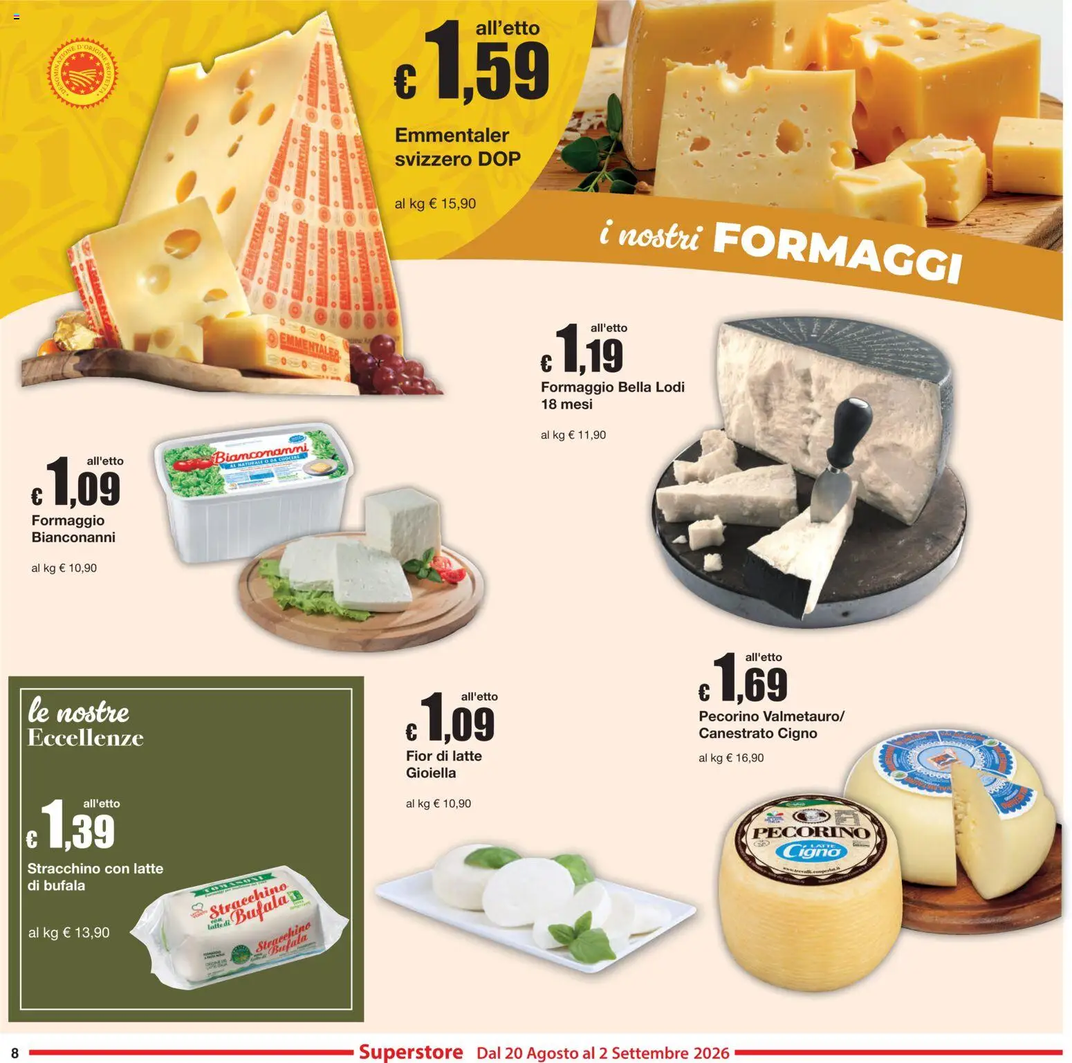 Volantino Sì con Te del 20/08/2026 | Pagina: 8 | Prodotti: Latte, Stracchino, Menta, Pecorino