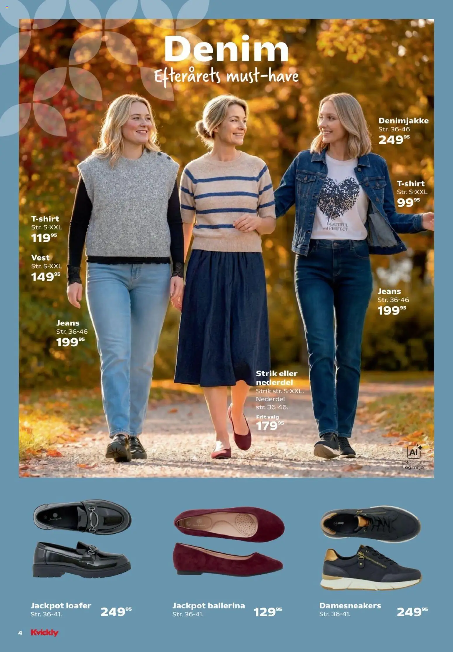 Kvickly tilbudsavis – gyldig fra 04/09/2026 | Side: 4 | Produkter: Nederdel, Vest, Sneakers, Jeans