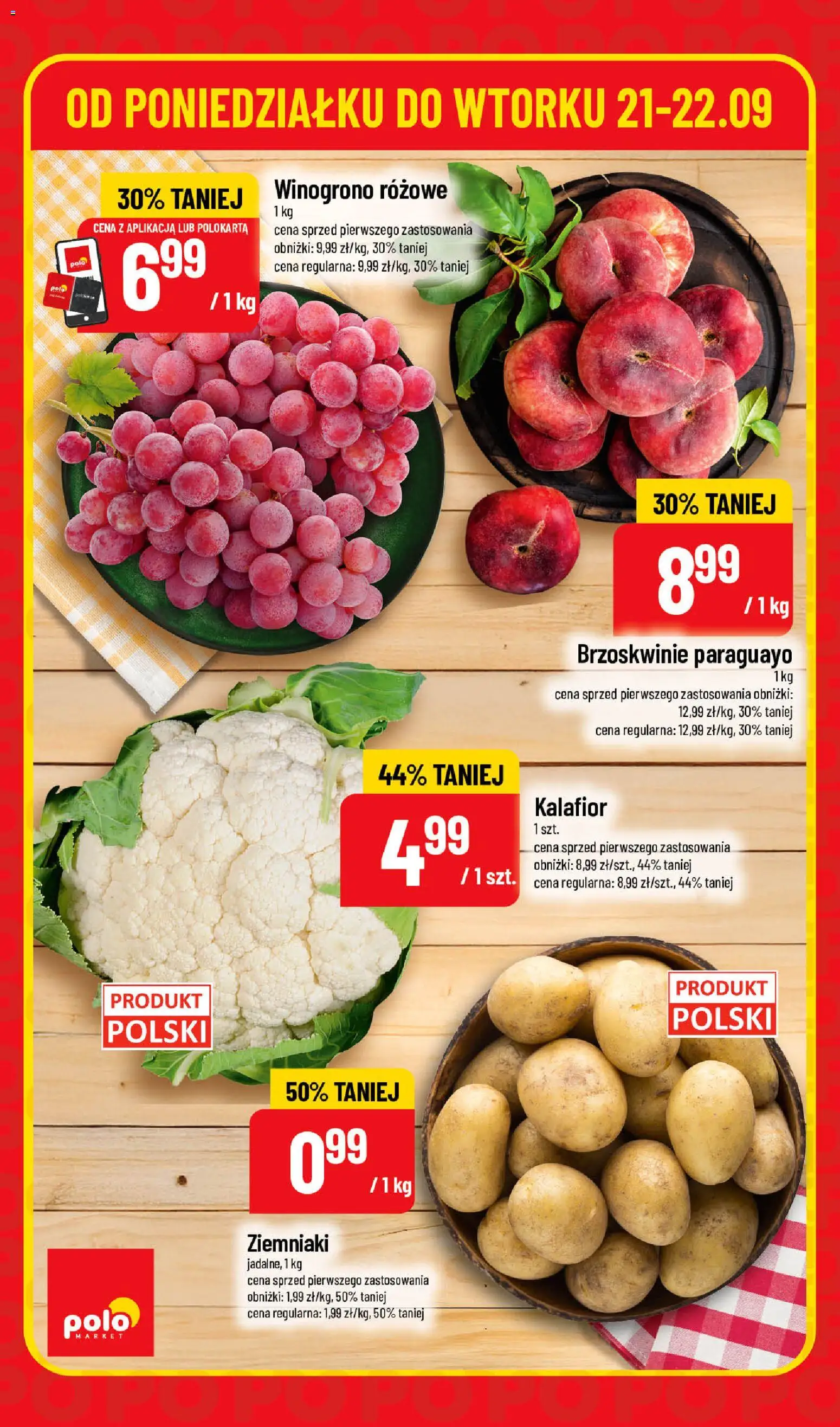 POLOmarket gazetka - Super Hity od 21.09.2026 | Strona: 2 | Produkty: Kalafior, Winogrono, Brzoskwinie, Ziemniaki