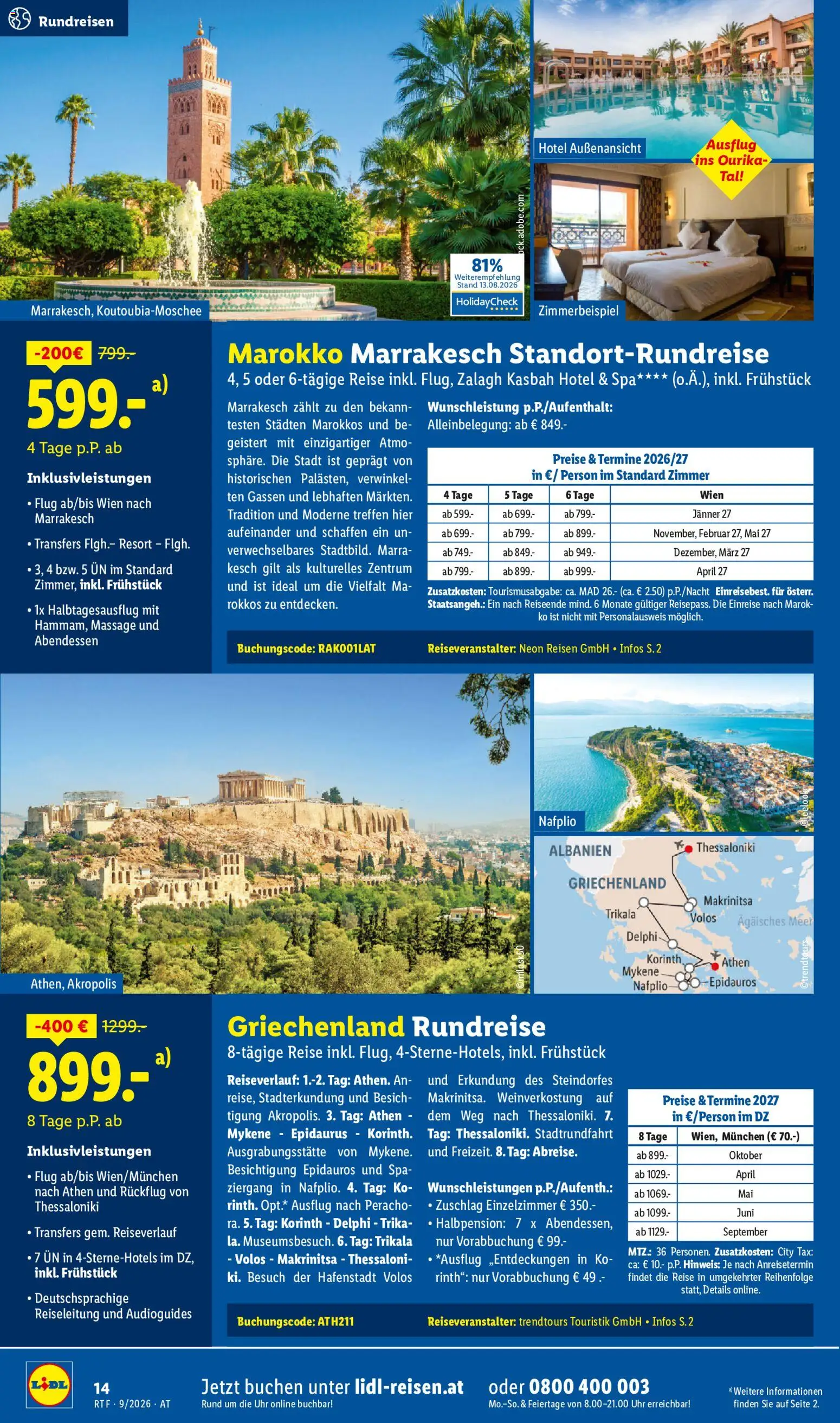 Lidl September/Oktober Reise-Highlights gültig ab 12.09.2026 | Seite: 14 | Produkte: Uhr