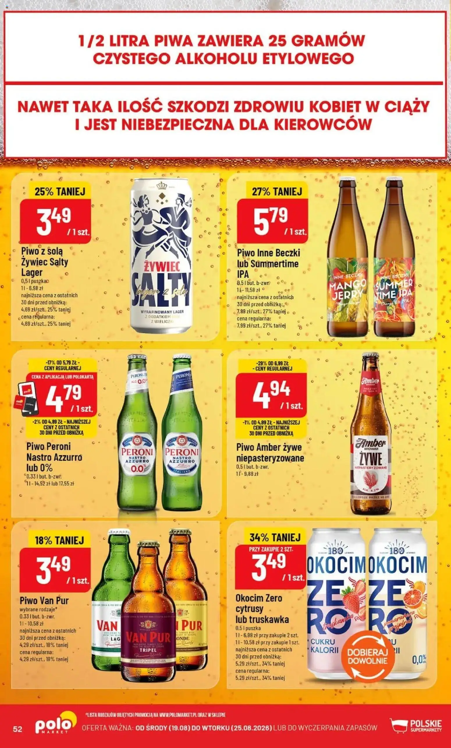 Nowa POLOmarket gazetka od jutra 19.08.2026 | Strona: 52 | Produkty: Mango, Cytrusy, Piwo