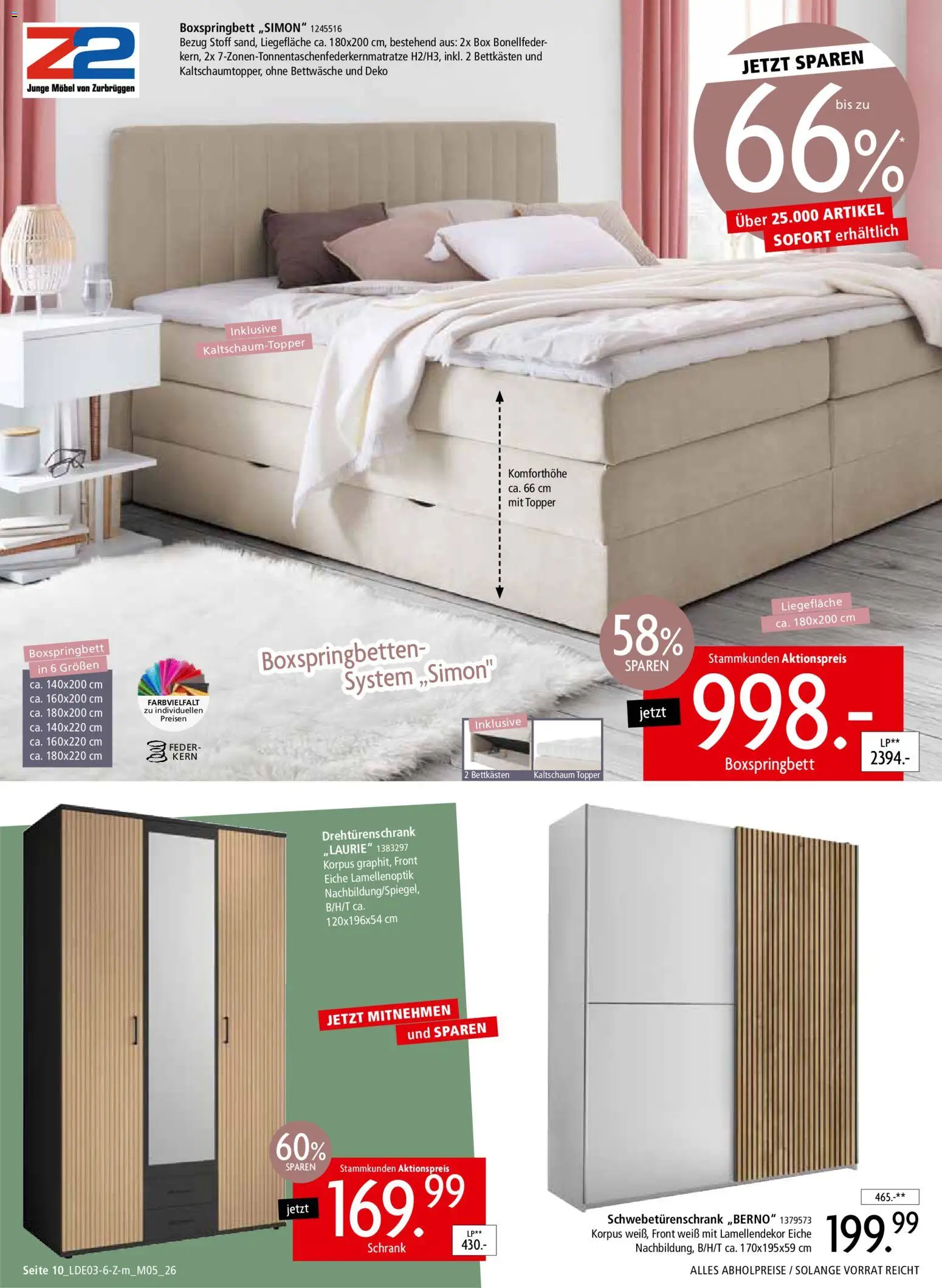 Zurbrüggen Prospekt 	 – gültig ab 28.03.2026 | Seite: 10 | Produkte: Drehtürenschrank, Topper, Box, Bettwäsche