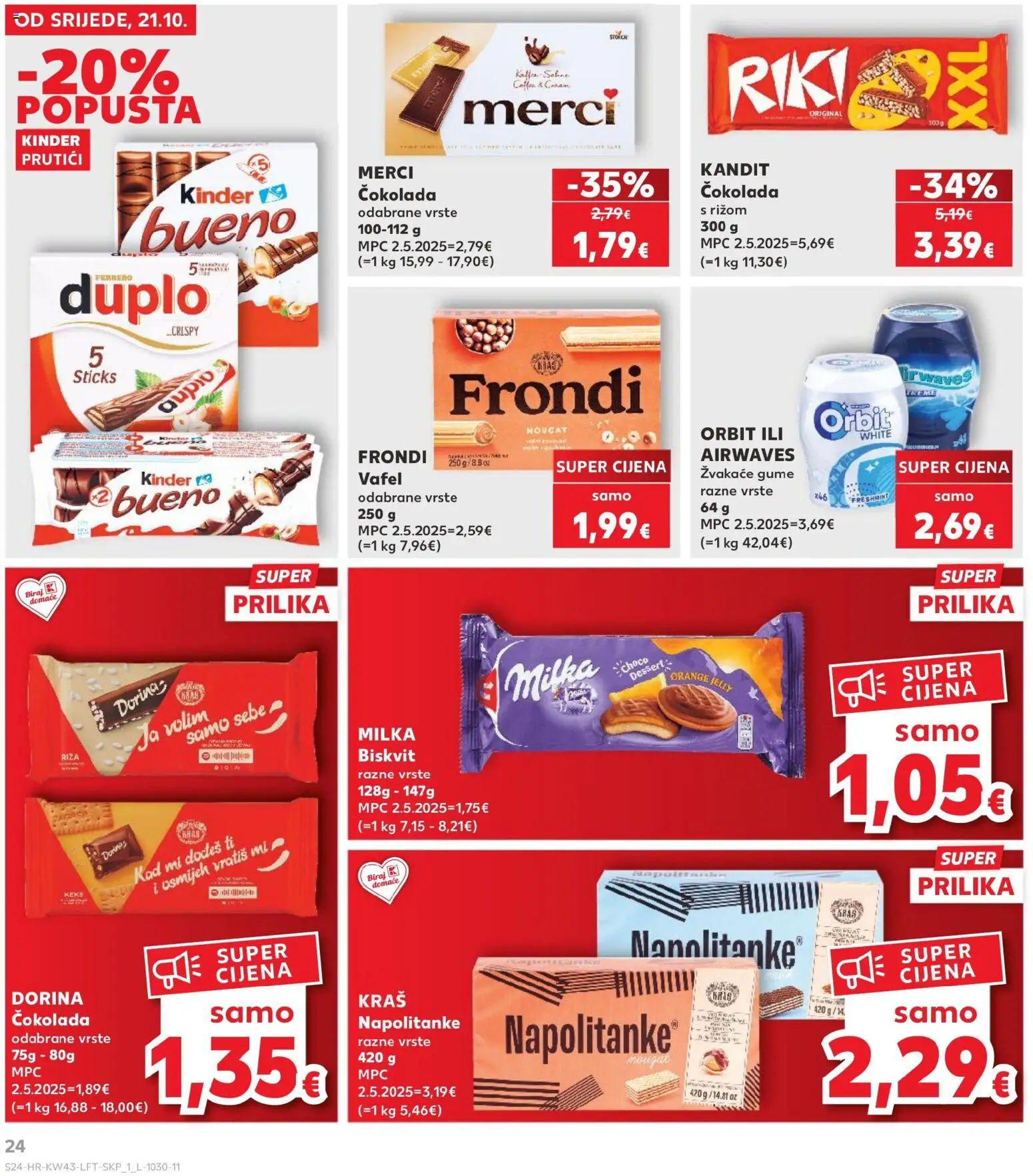 Kaufland katalog | vrijedi od 21.10.2026 | Stranica: 24 | Proizvodi: Čokolada, Merci, Napolitanke, Biskvit