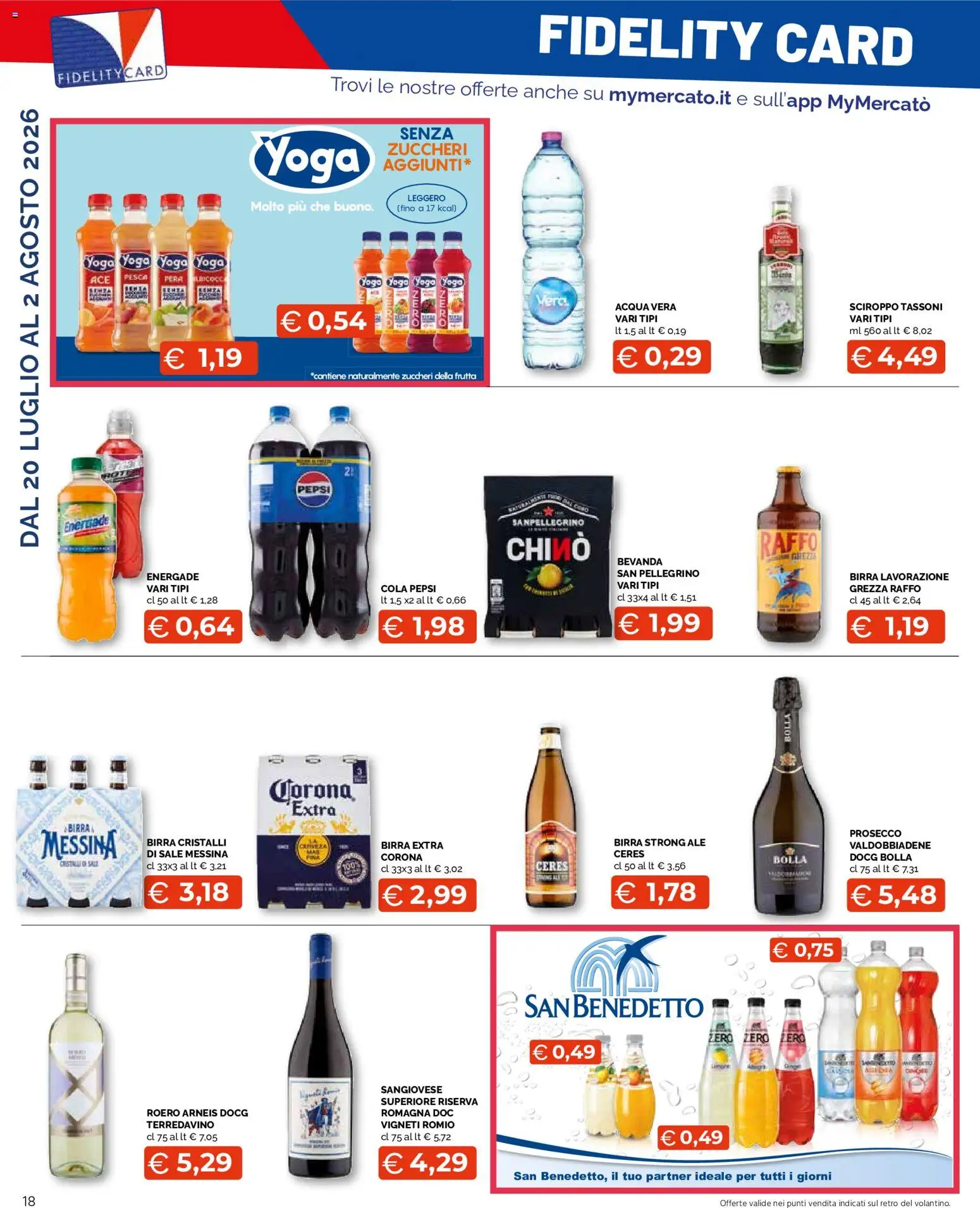 Volantino Mercatò del 20/07/2026 | Pagina: 18 | Prodotti: Prosecco, Frutta, Sale, Pesca