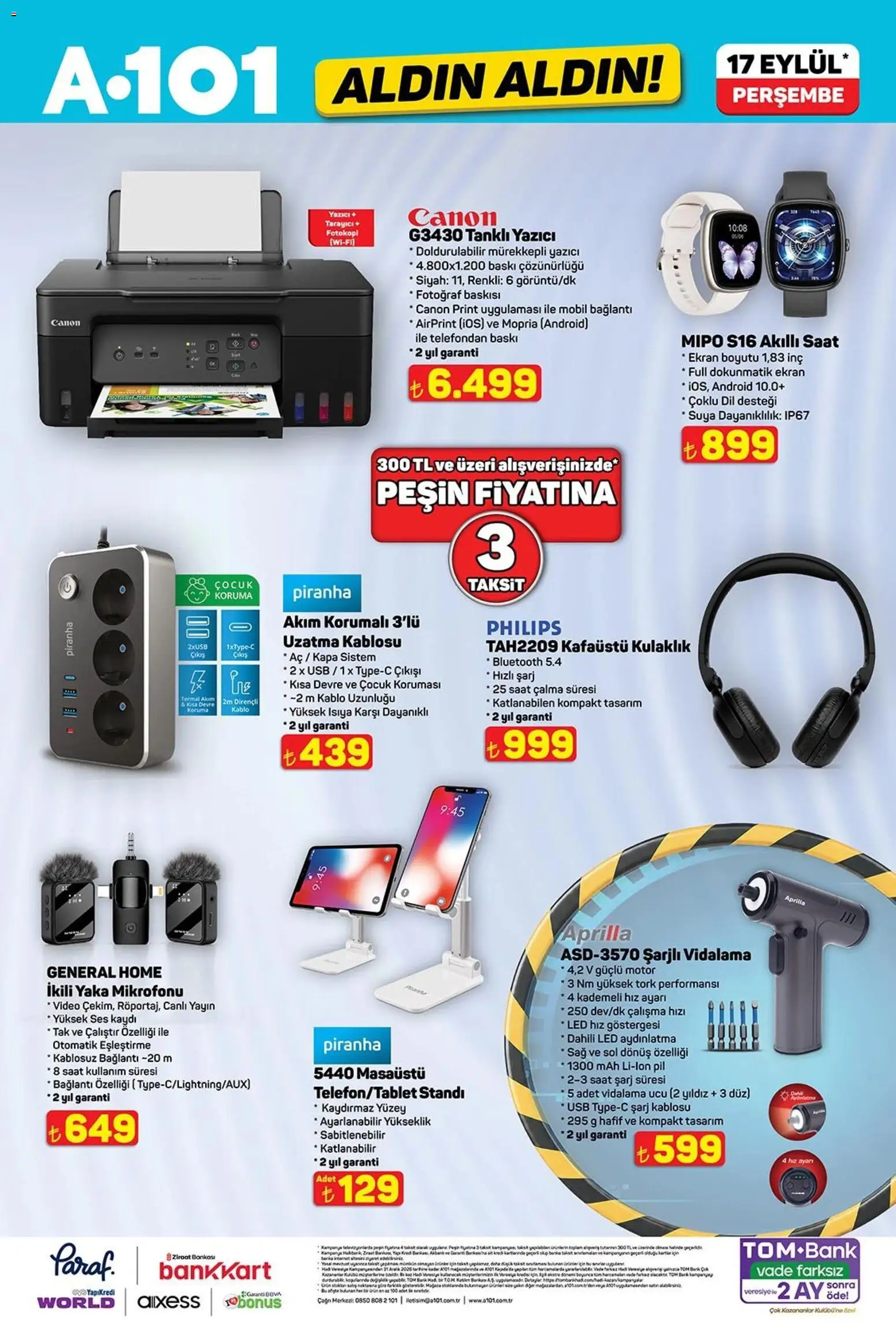 A101 - Katalog Aldın Aldın - 17 Eylül 2026 tarihinden itibaren geçerlidir | Sayfa: 5 | Ürünler: Akıllı saat, Pil, Video, Kulaklık