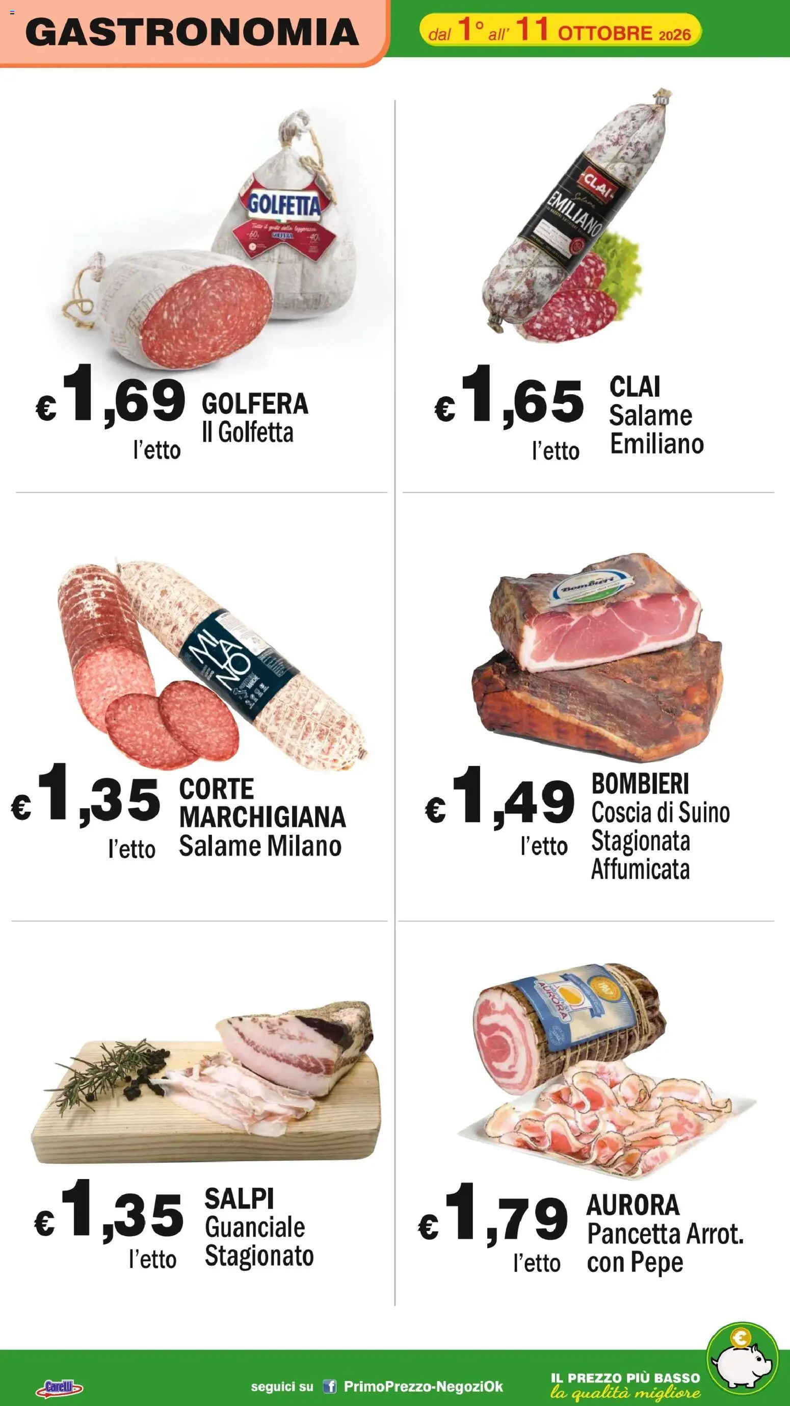 Volantino Primo Prezzo del 01/10/2026 | Pagina: 37 | Prodotti: Salame, Pepe, Basso, Guanciale