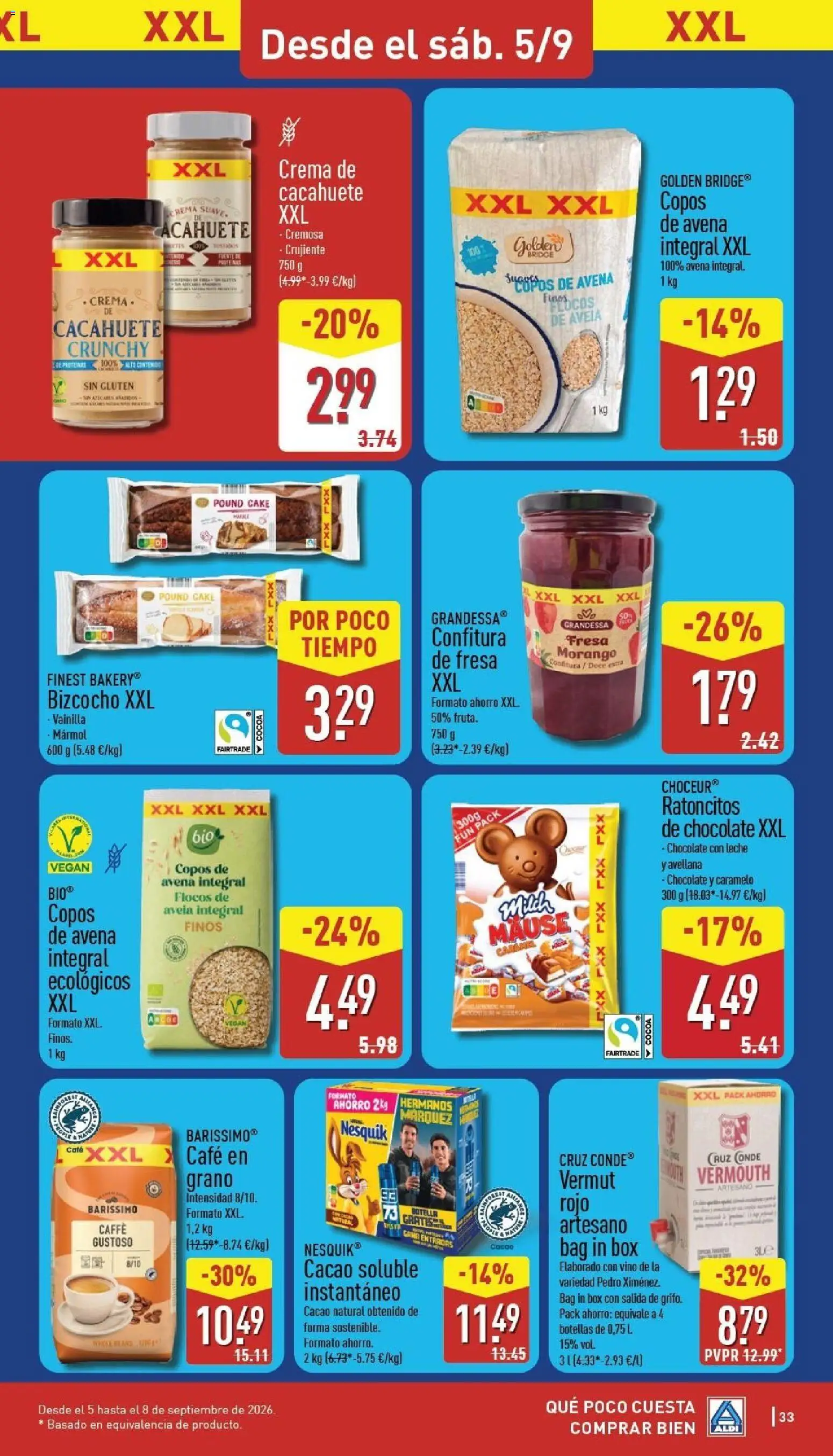 Aldi folleto Canarias │ válido desde el 31/08/2026 | Página: 33 | Productos: Vermut, Copos de avena, Bizcocho, Cacao soluble