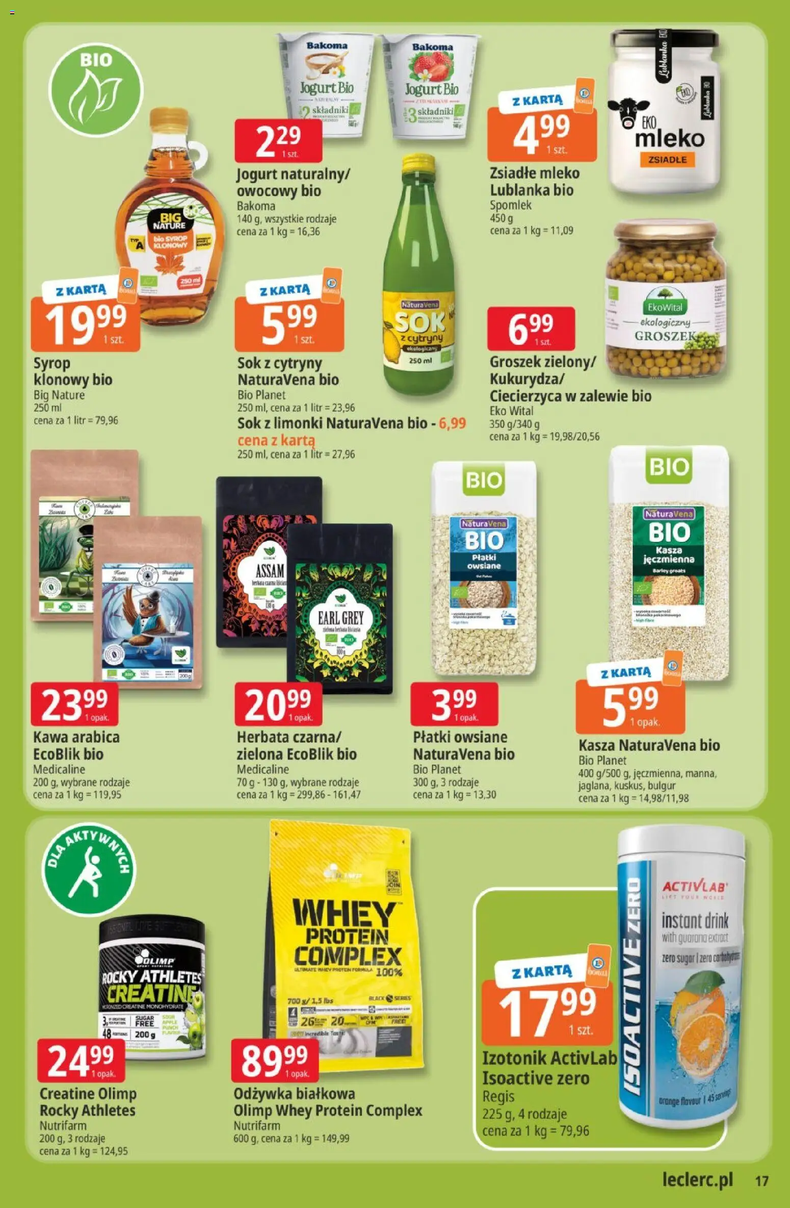 E.Leclerc gazetka od 22.09.2026 | Strona: 17 | Produkty: Odżywka białkowa, Sok z limonki, Jogurt, Odżywka