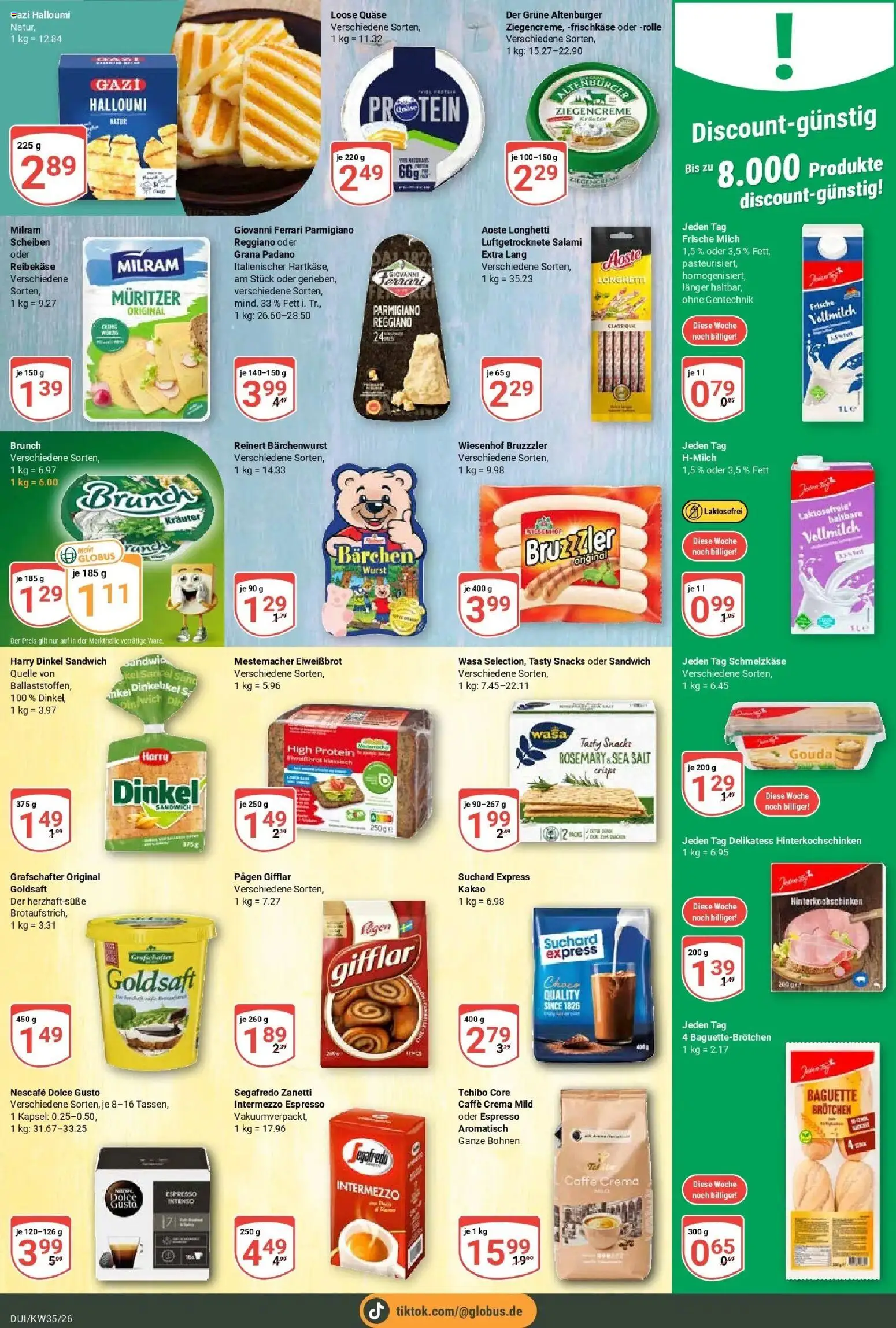 Globus Prospekt Duisburg (ab 24.08.2026) » Angebote online | Seite: 16 | Produkte: Milch, Gouda, Salami, Frischkase