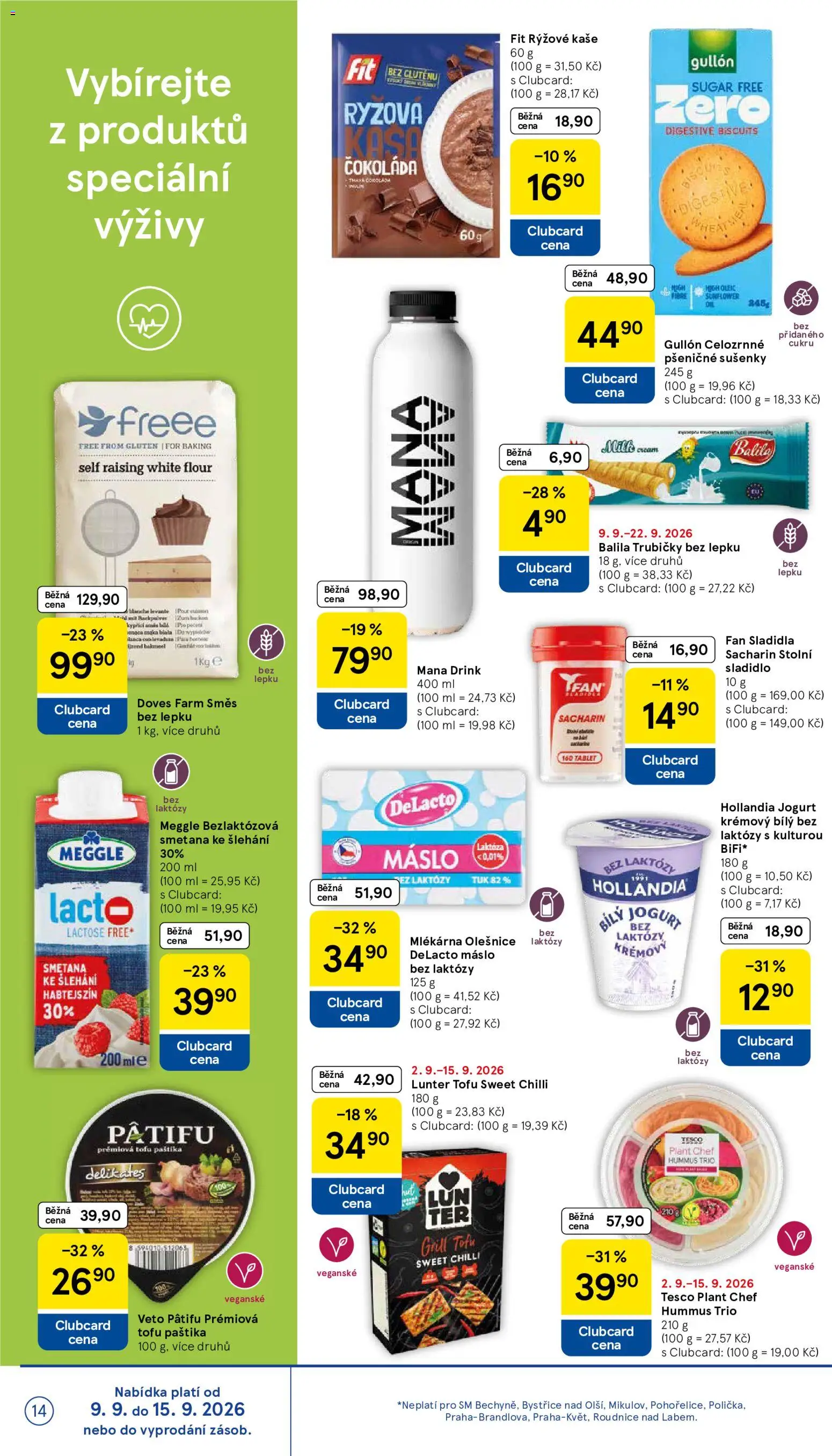 Tesco leták - Supermarket od 09.09.2026 | Strana: 14 | Produkty: Smetana, Rýžová kaše, Chilli, Sušenky