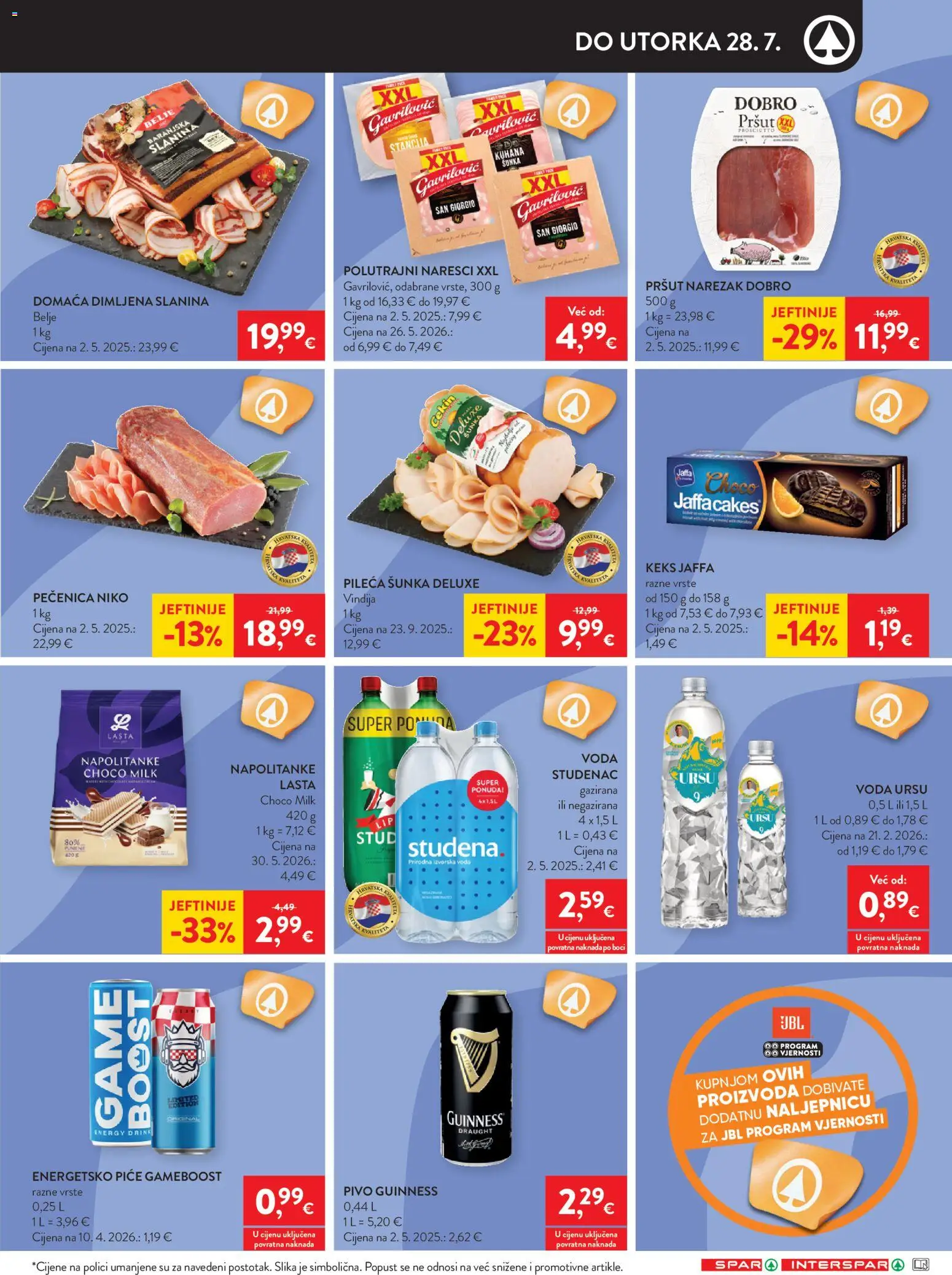 Spar katalog | vrijedi od 22.07.2026 | Stranica: 19 | Proizvodi: Šunka, Pršut, Slanina, Voda