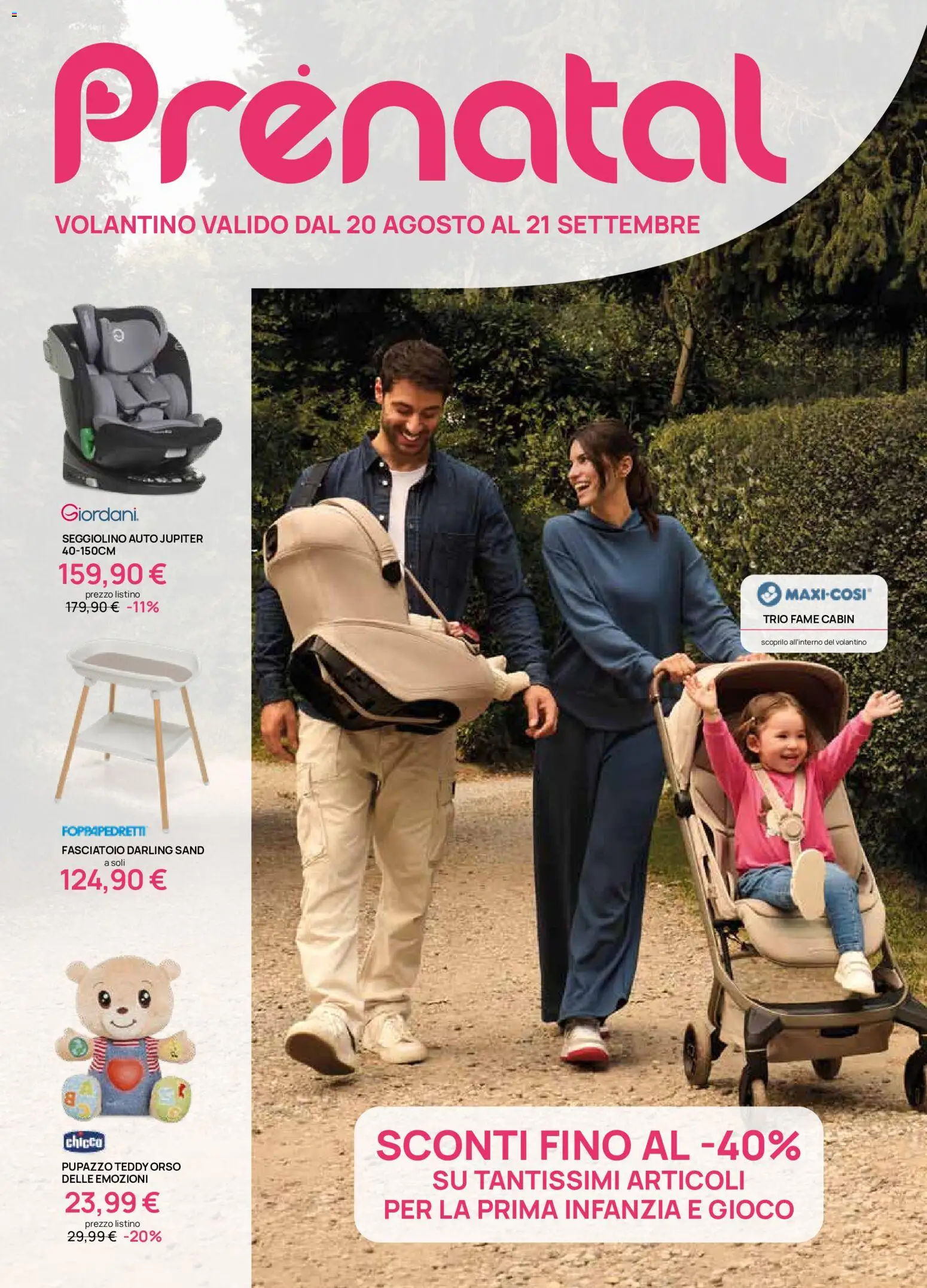 Volantino Prenatal del 20/08/2026 | Pagina: 1 | Prodotti: Seggiolino, Gioco, Fasciatoio