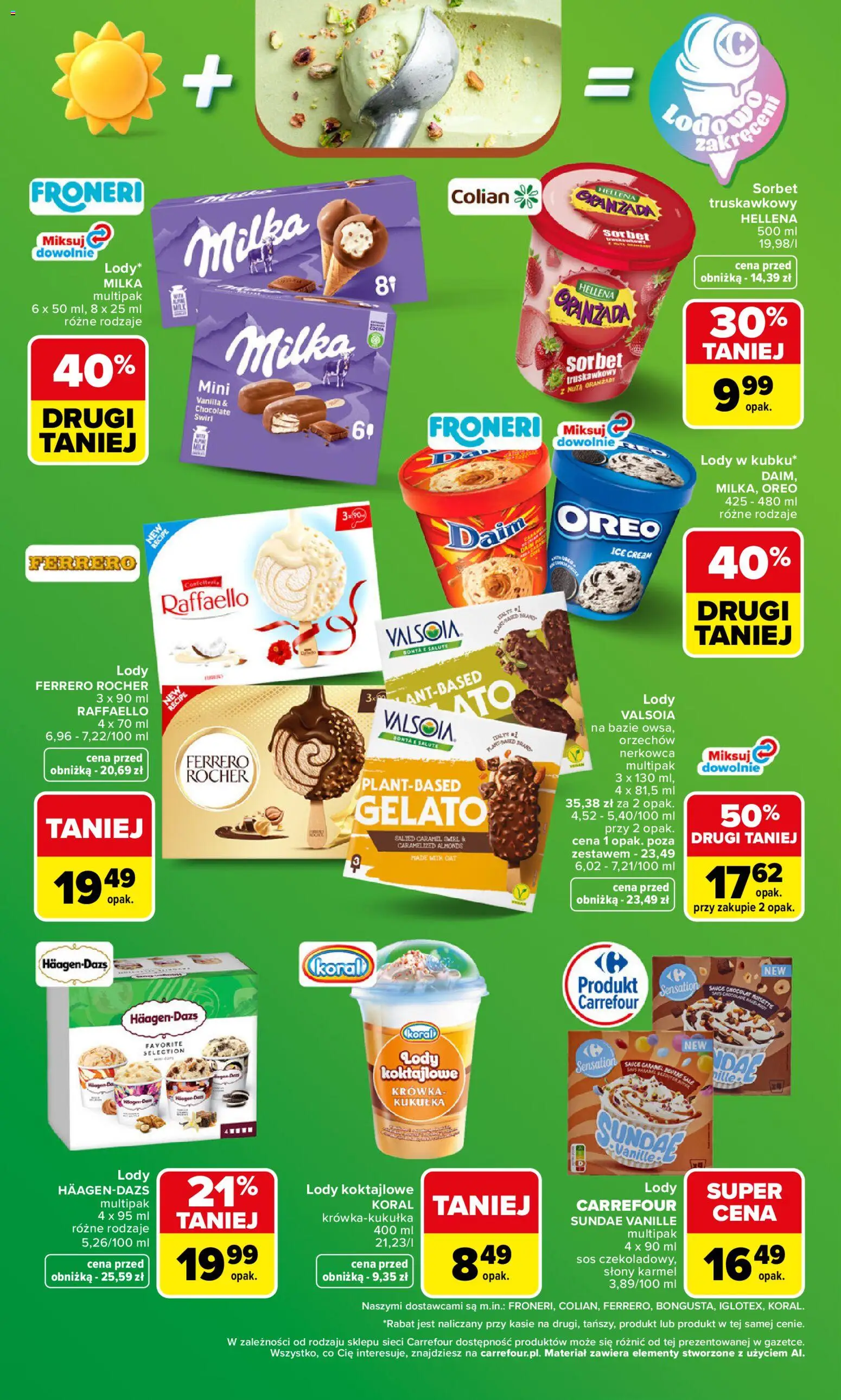 Carrefour gazetka - Zakupowa taktyka kibica od 22.06.2026 | Strona: 4 | Produkty: Milka, Sorbet, Lody, Sos