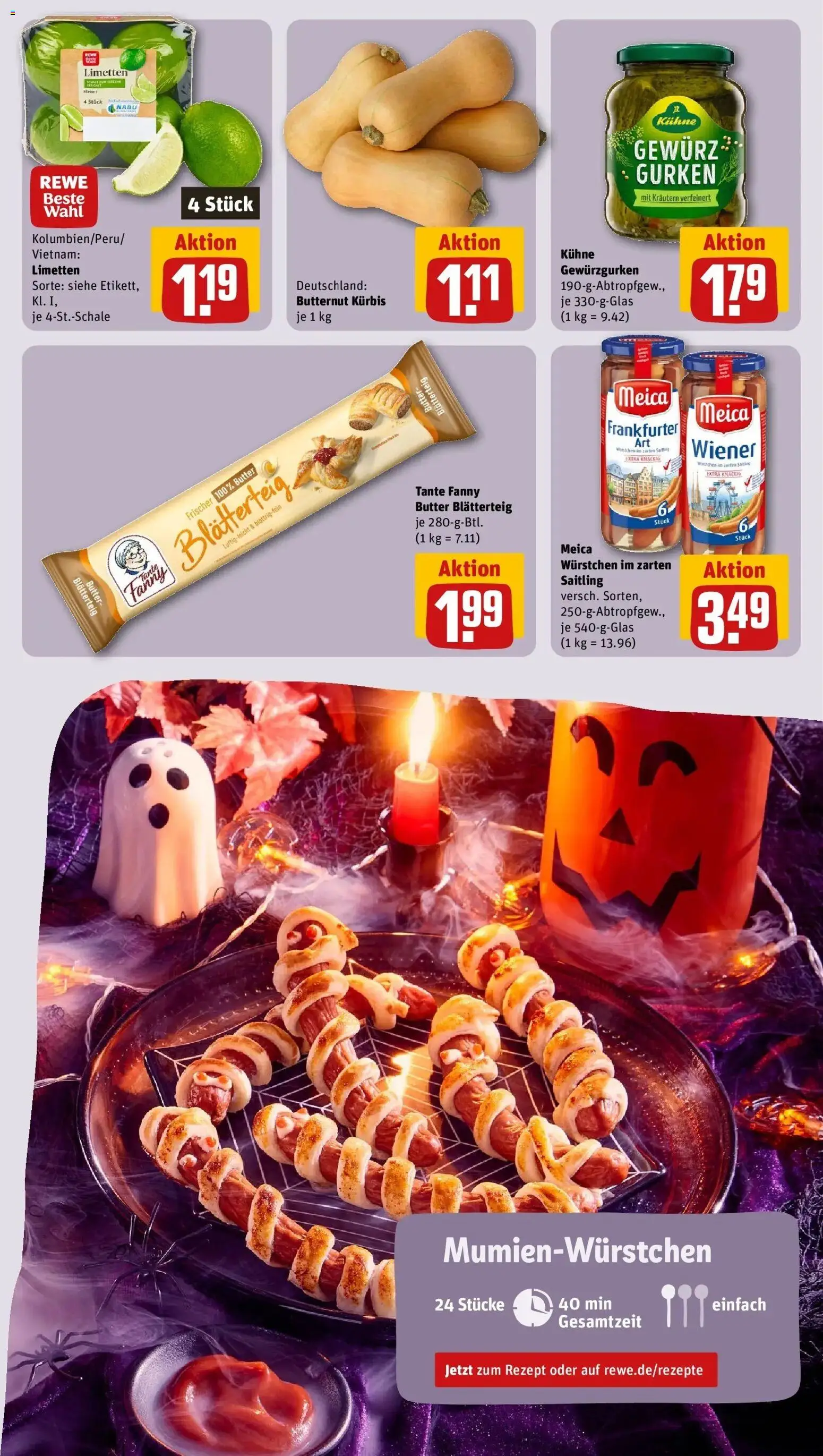 REWE Prospekt ab 26.10.2026 zum Blättern » Angebote | Seite: 5 | Produkte: Wiener wurstchen, Butter, Limetten, Meica