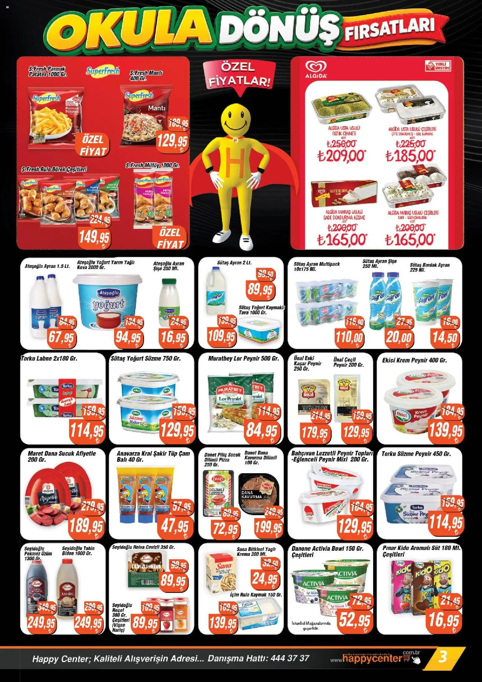 Happy Center Katalog - 09 Eylül 2026 tarihinden itibaren geçerlidir | Sayfa: 3 | Ürünler: Pizza, Krema, Bardak, Sucuk