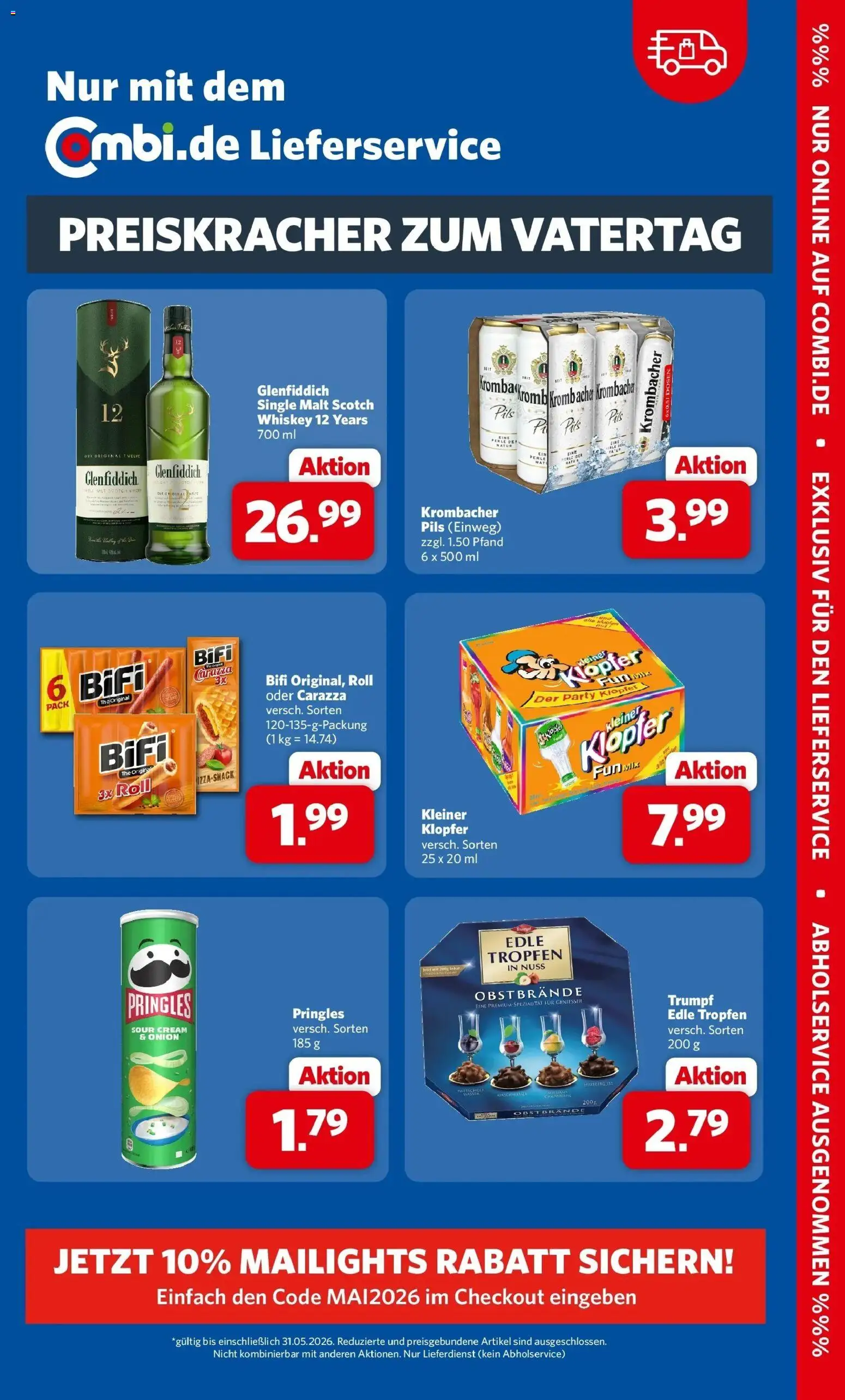 Combi Unsere Wochenangebote – gültig ab 04.05.2026 | Seite: 31 | Produkte: Bifi, Pils, Krombacher, Pringles