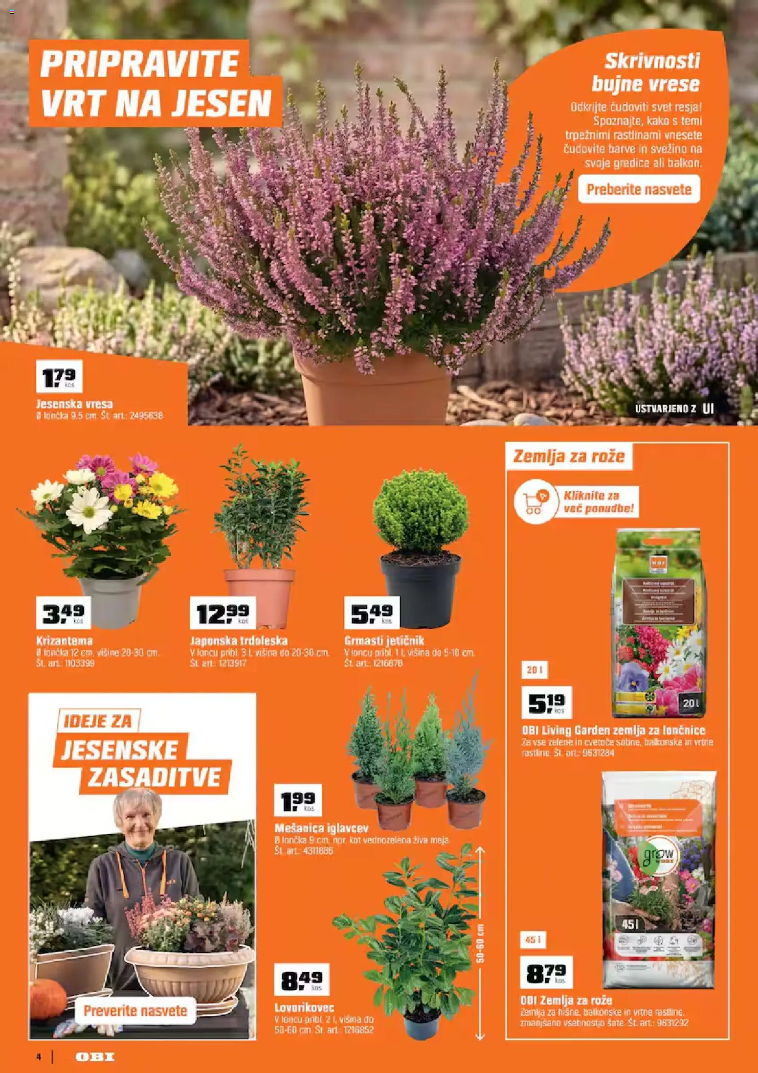 Novi OBI katalog ponudbe – veljaven od 02.09.2026 | Stran: 4 | Izdelki: Žemlja, Lončnice