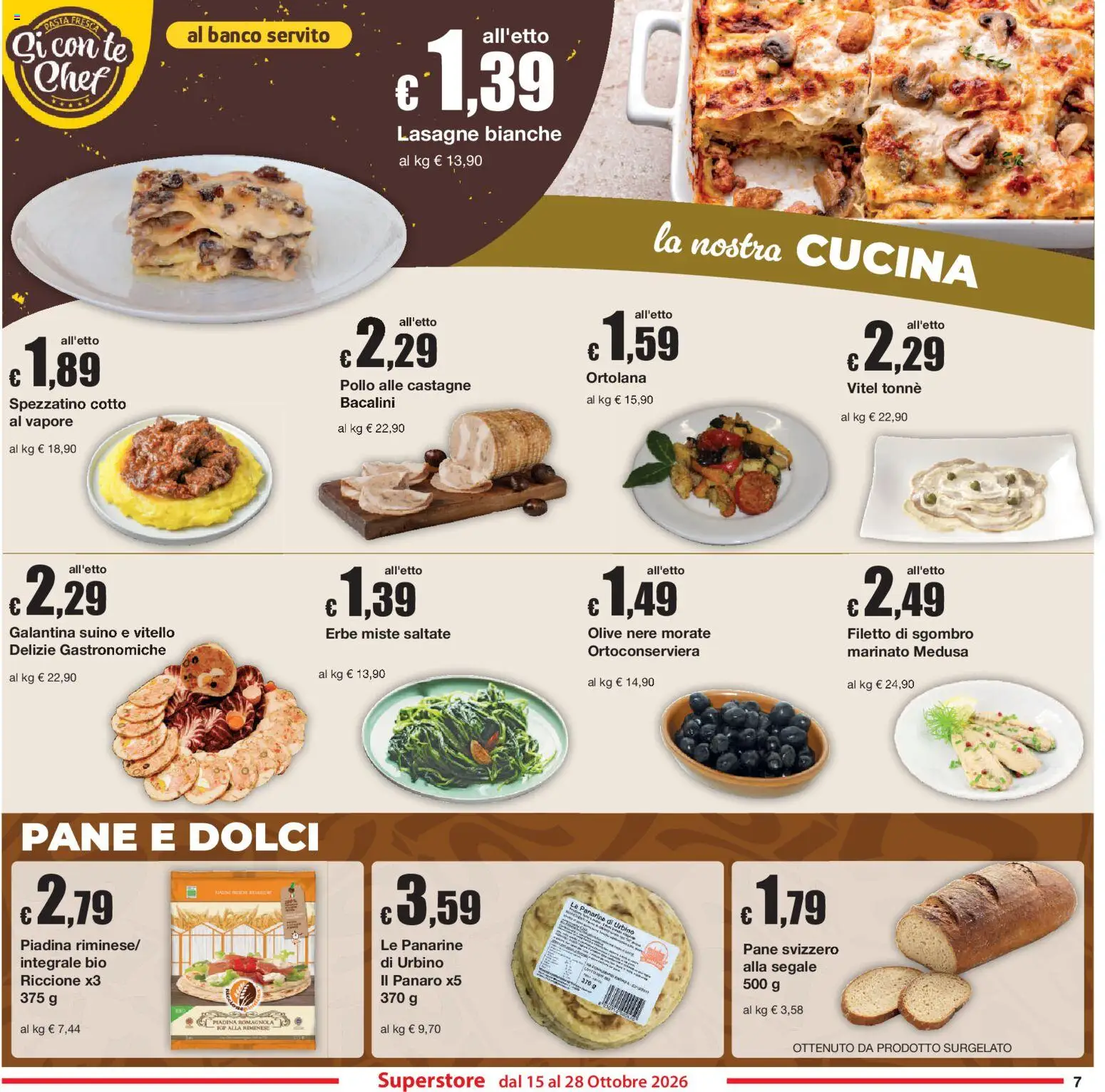 Volantino Sì con Te del 15/10/2026 | Pagina: 7 | Prodotti: Suino, Vitello, Sgombro, Lasagne